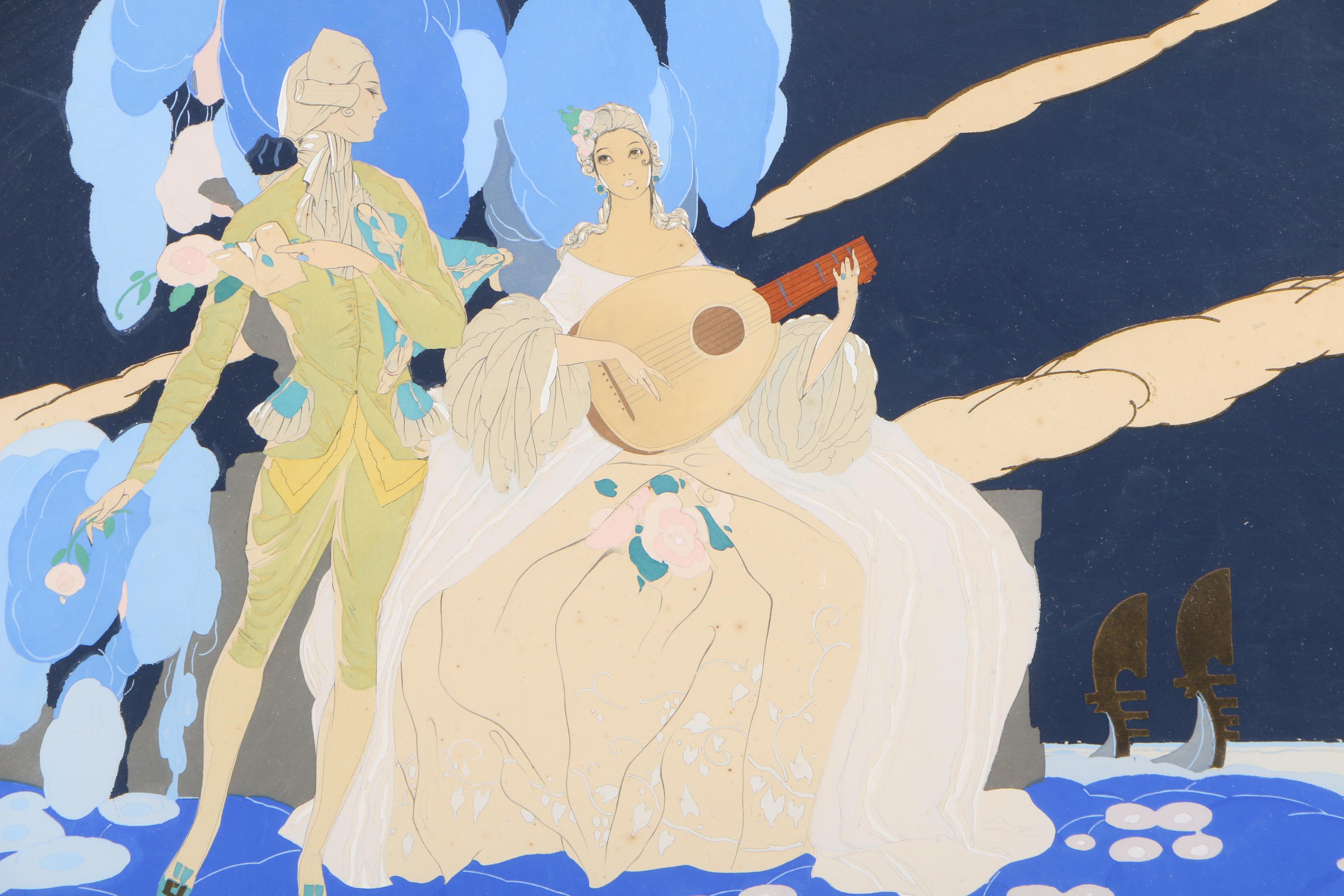 Umberto Brunelleschi Pochoir "The Duet"