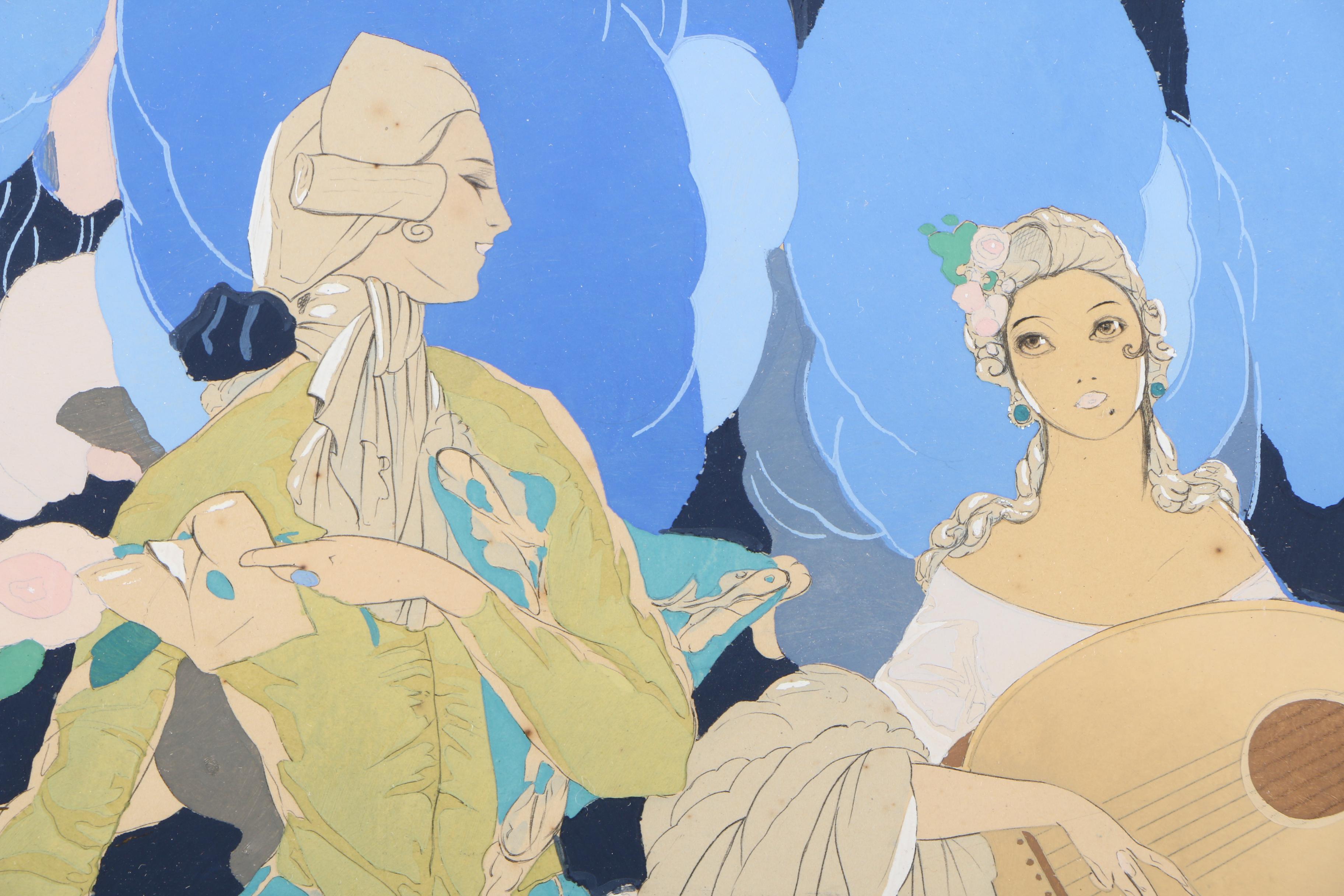 Umberto Brunelleschi Pochoir "The Duet"