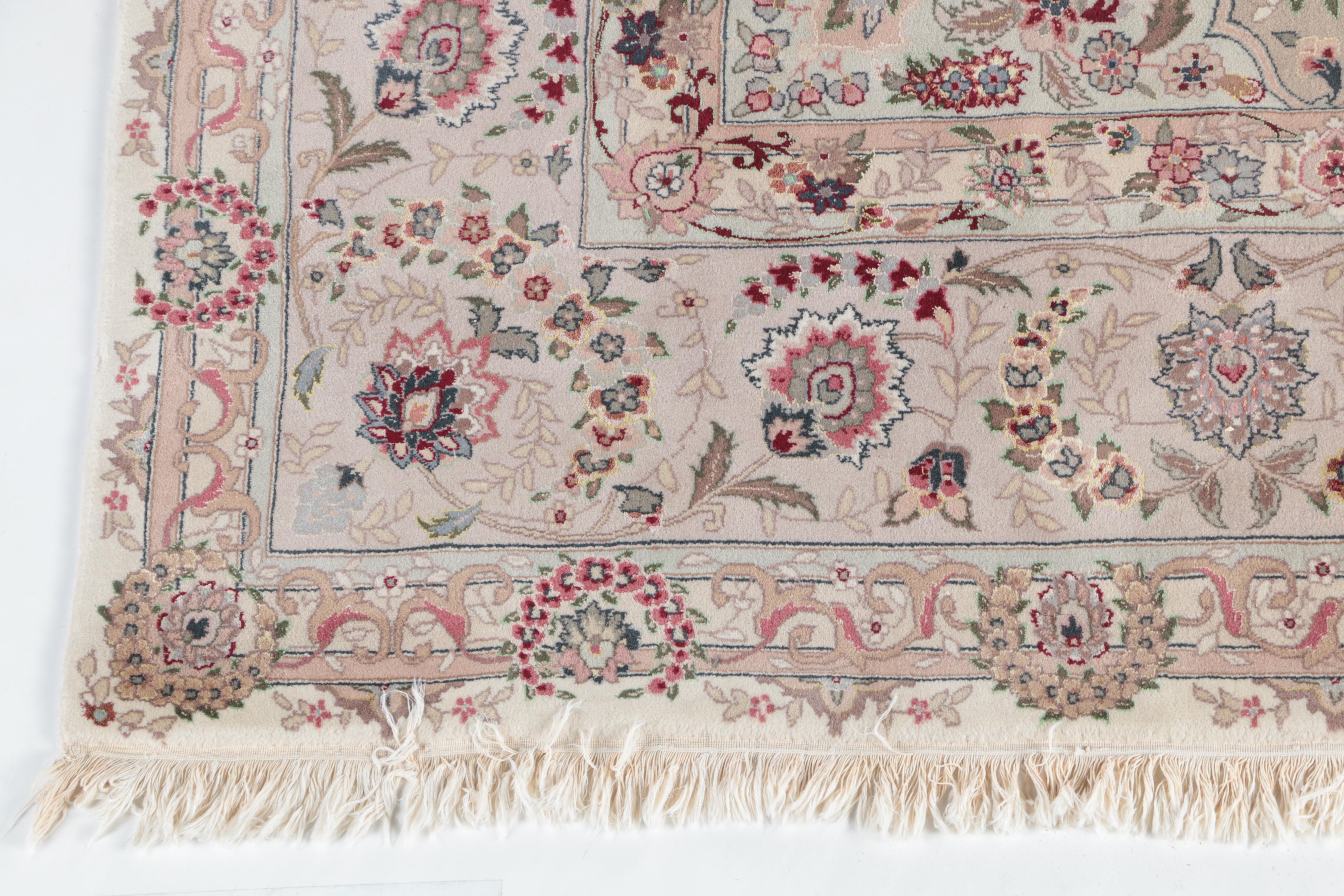 Finely Hand-Knotted Persian Nain Wool Room Size Rug