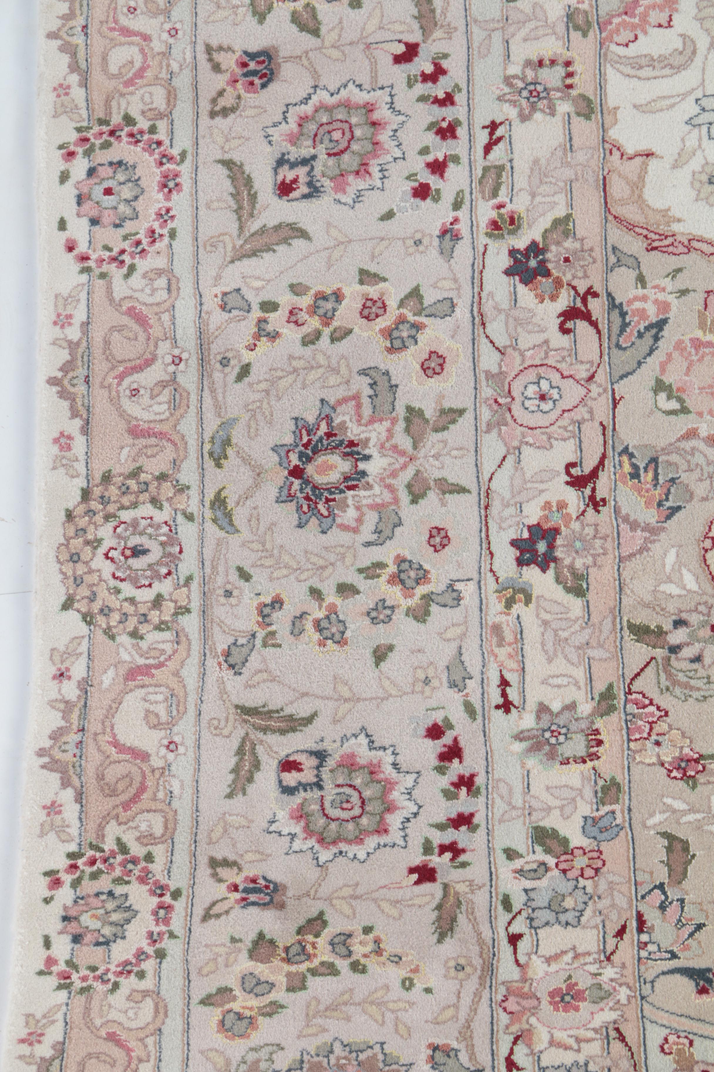 Finely Hand-Knotted Persian Nain Wool Room Size Rug