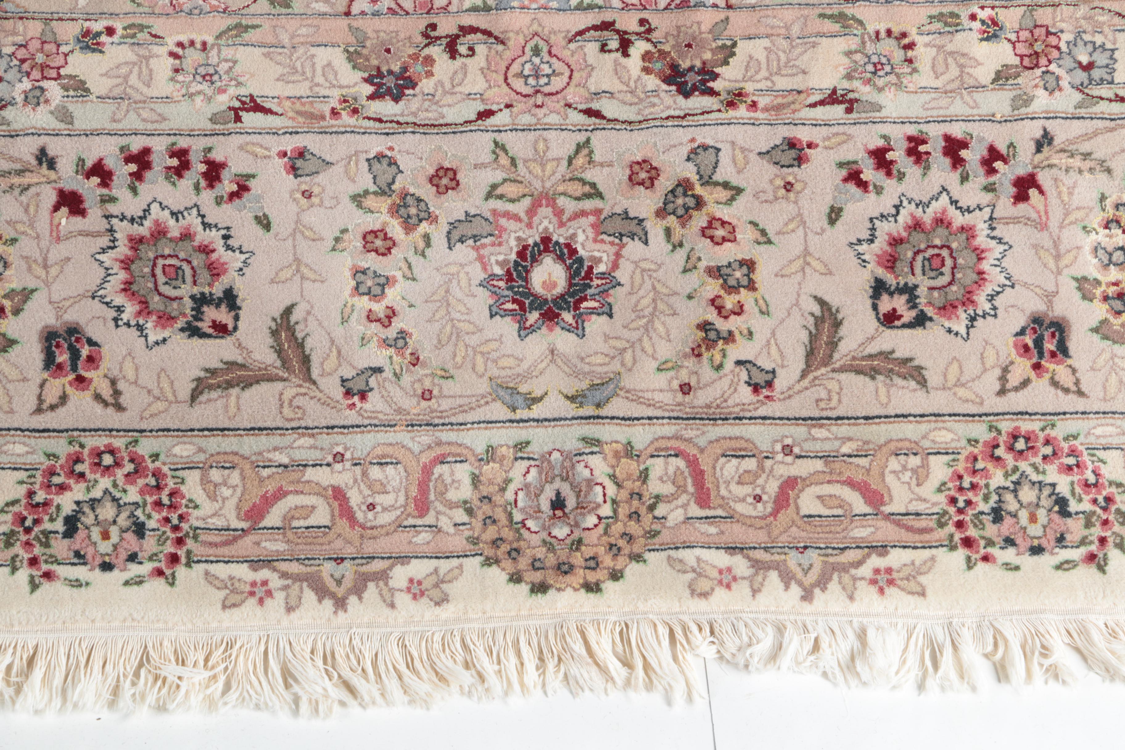 Finely Hand-Knotted Persian Nain Wool Room Size Rug