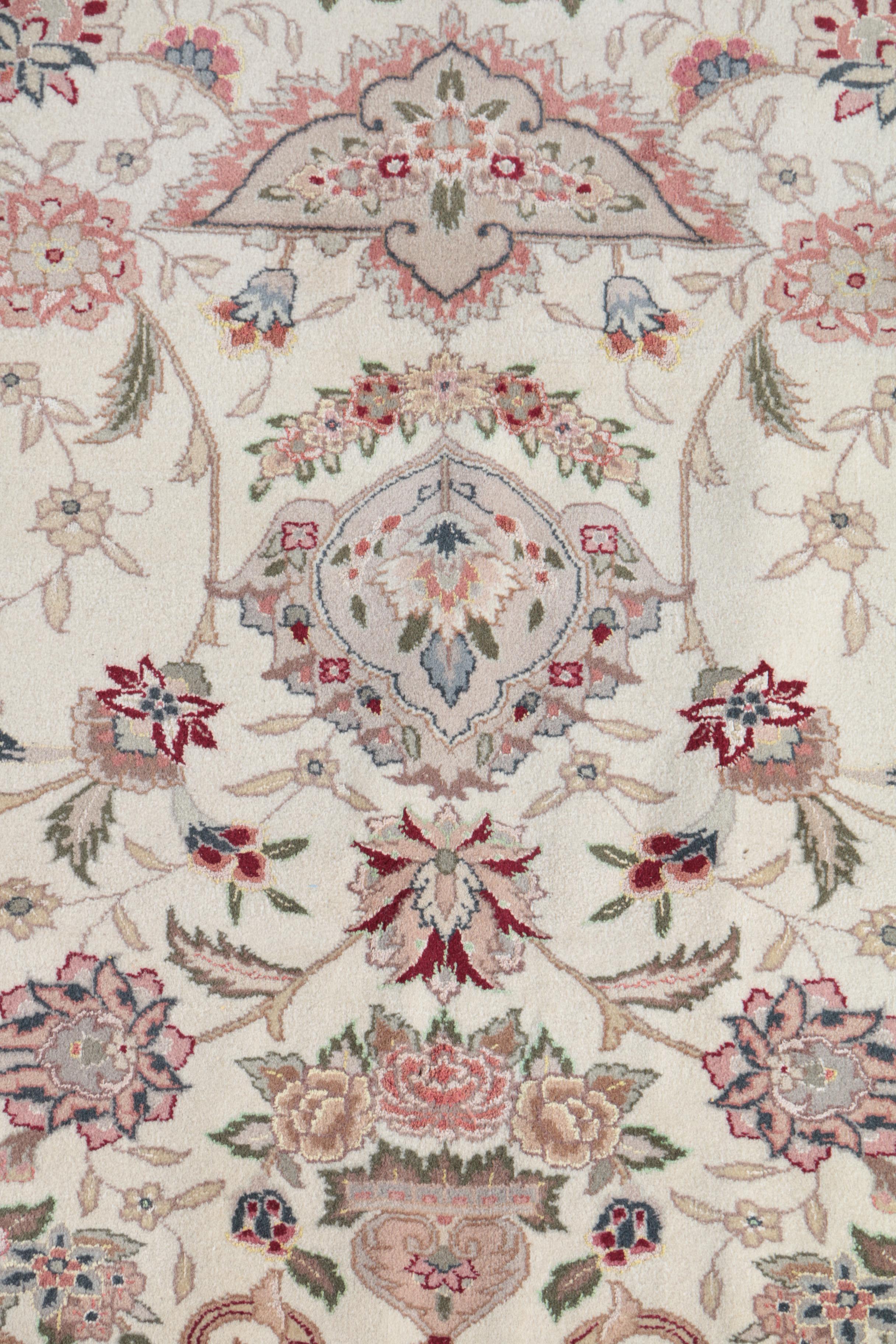 Finely Hand-Knotted Persian Nain Wool Room Size Rug