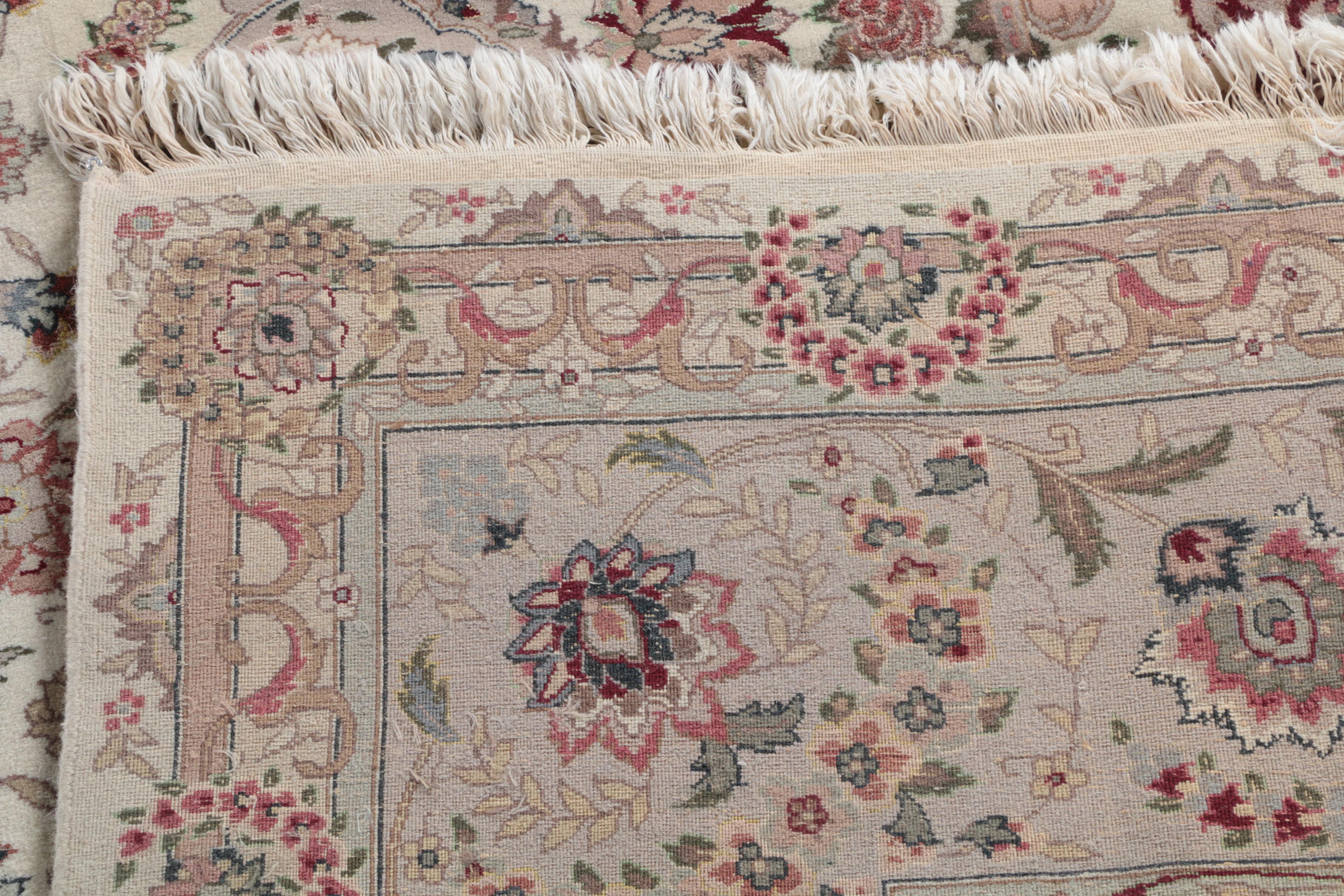 Finely Hand-Knotted Persian Nain Wool Room Size Rug