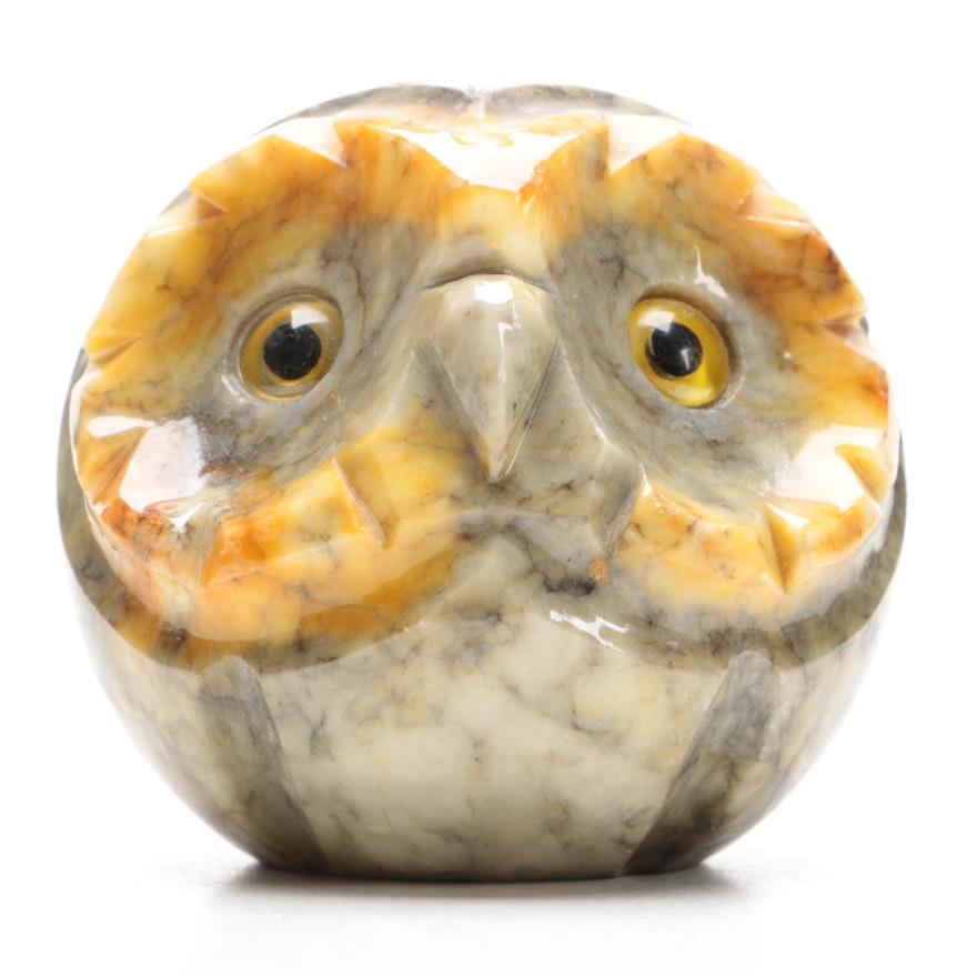 Vintage Italian Alabaster Owl Figurine