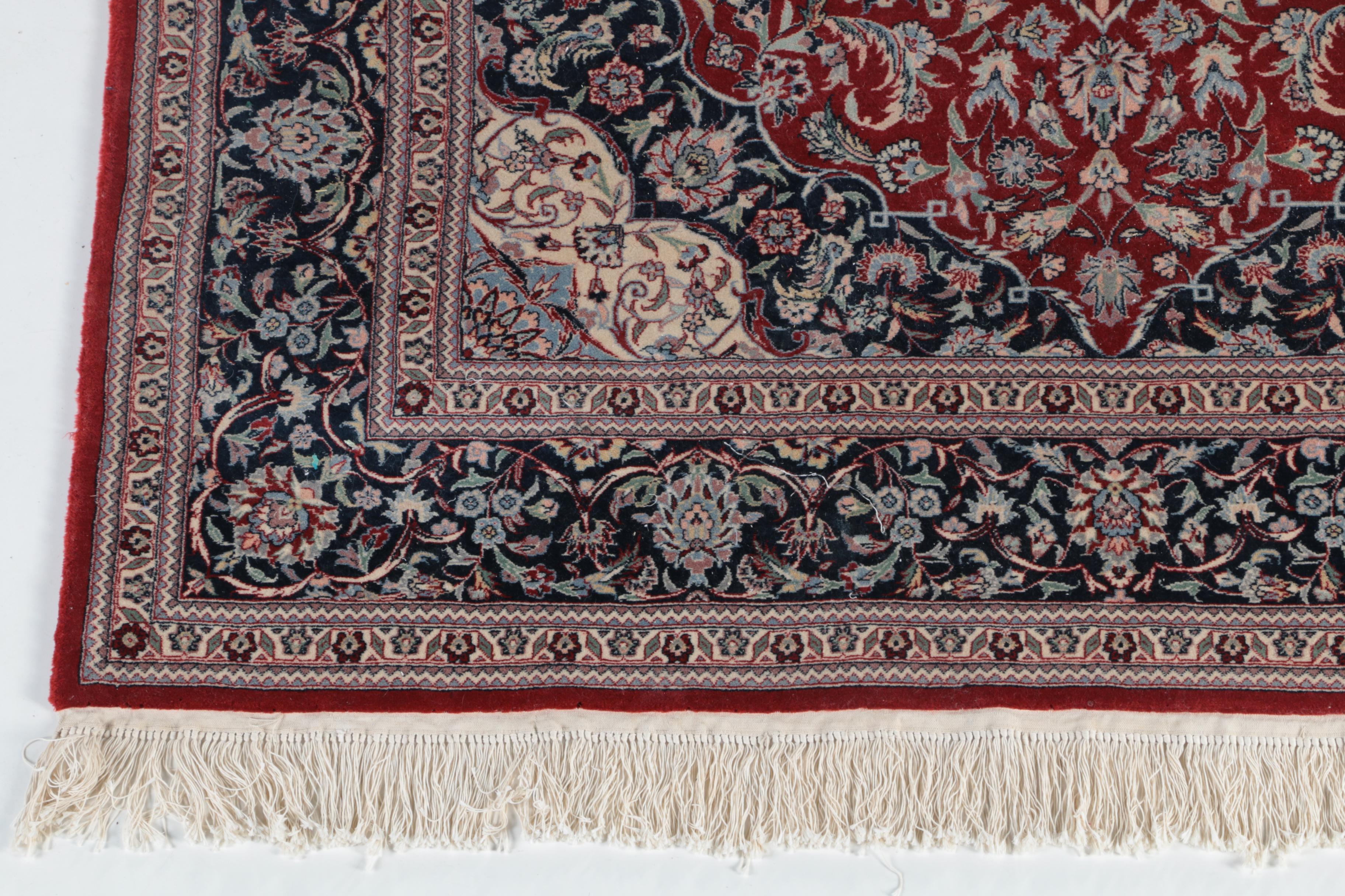 Finely Hand-Knotted Persian Kashan Wool Area Rug