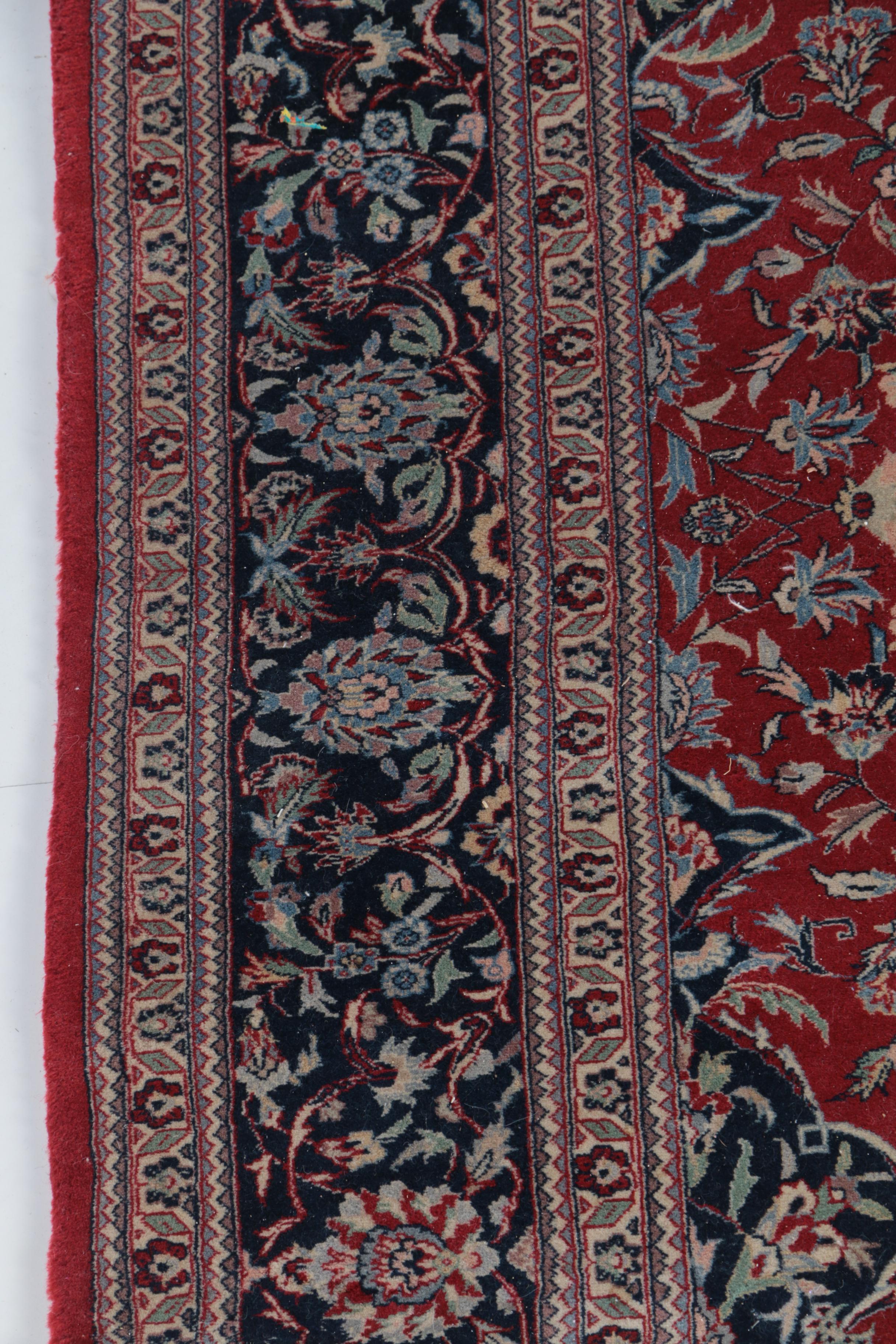 Finely Hand-Knotted Persian Kashan Wool Area Rug