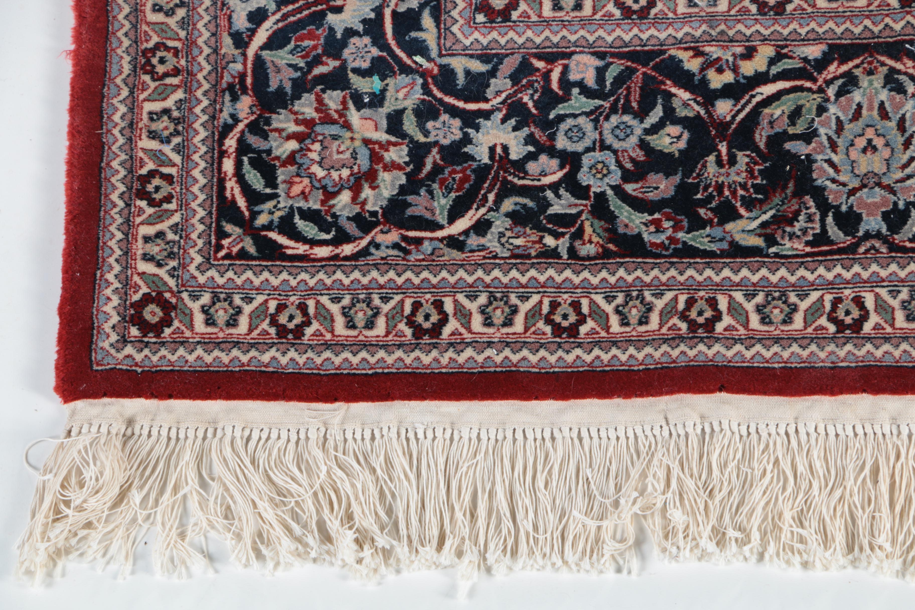 Finely Hand-Knotted Persian Kashan Wool Area Rug