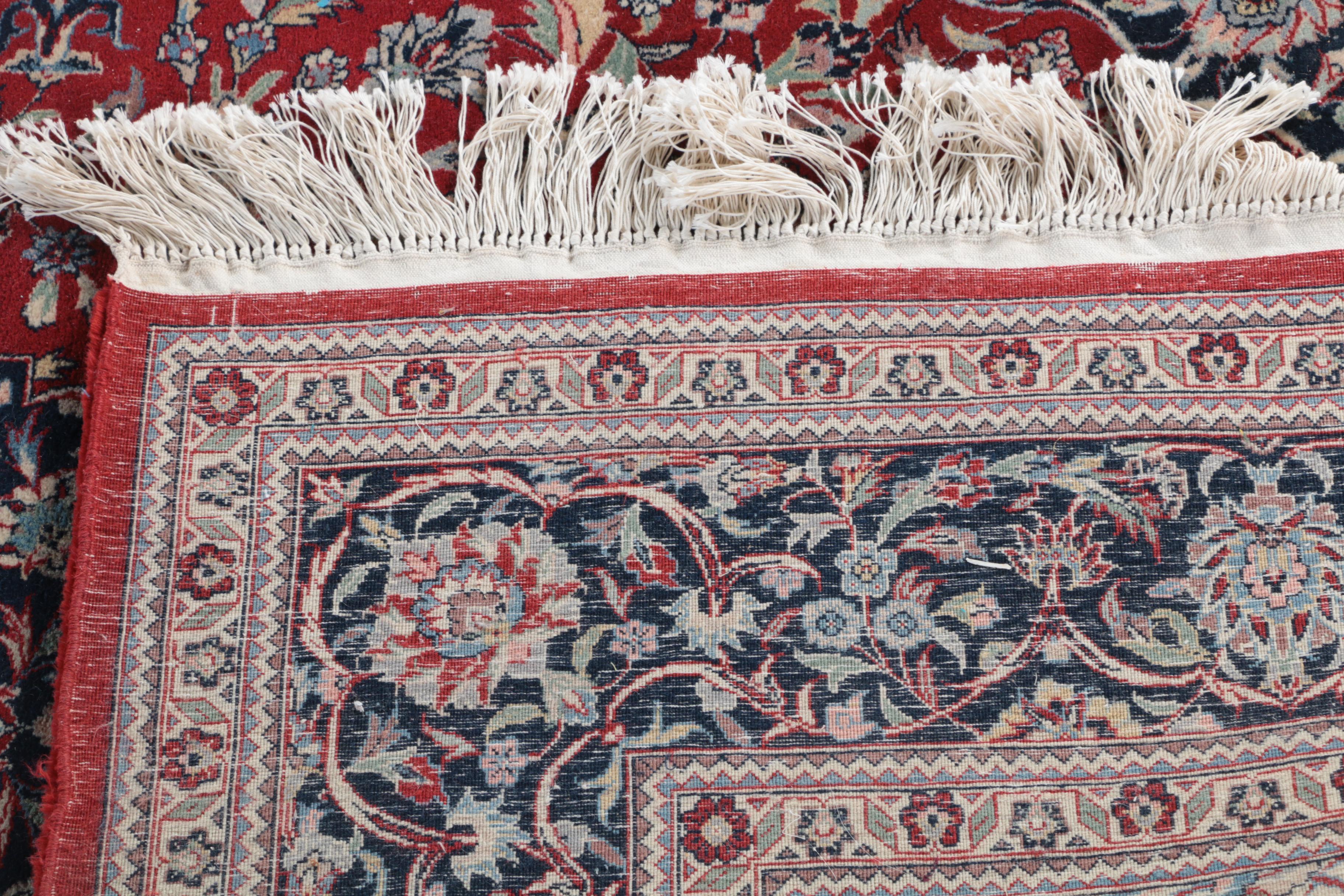 Finely Hand-Knotted Persian Kashan Wool Area Rug