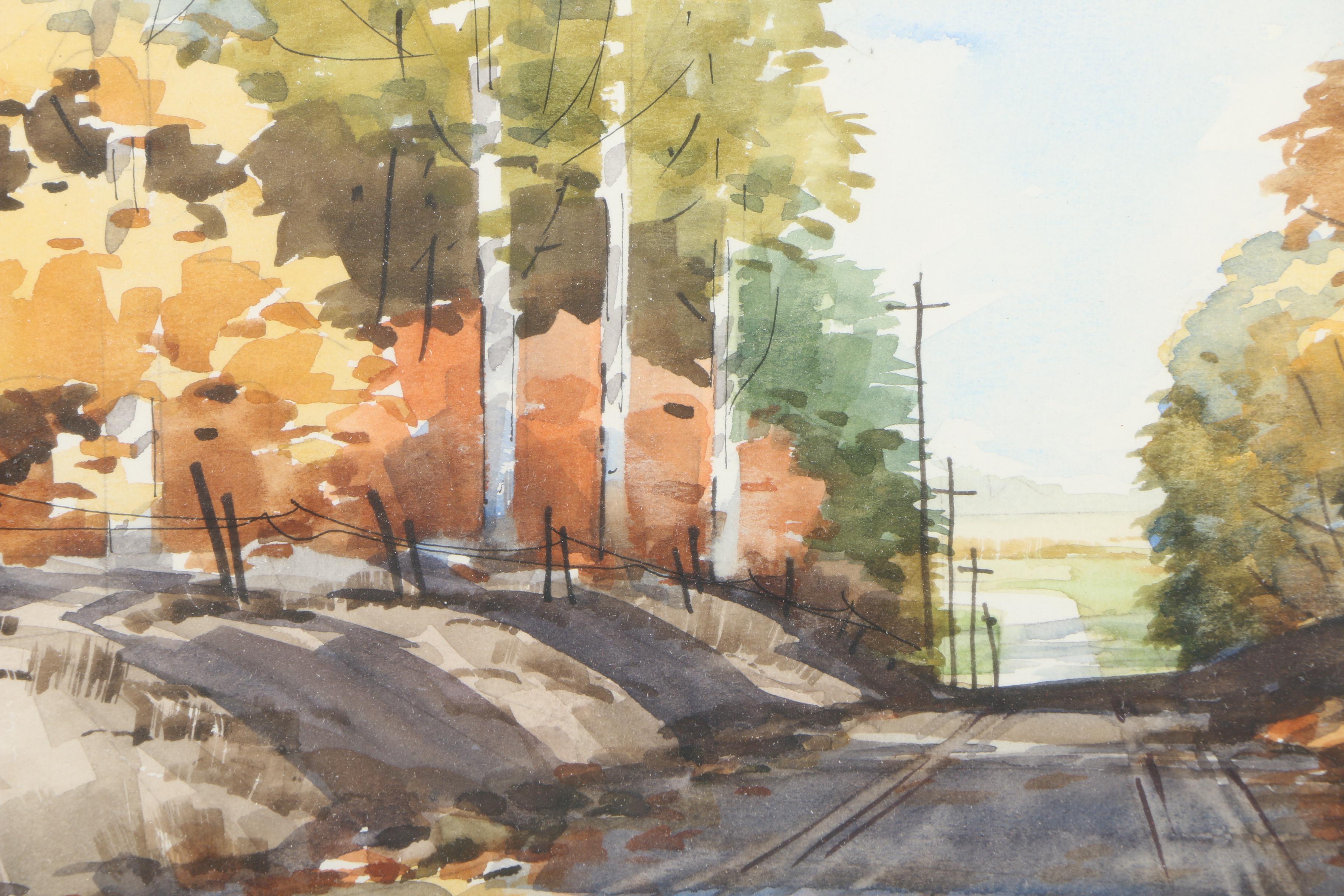 D. Omer Seamon Watercolor Landscape on Paper