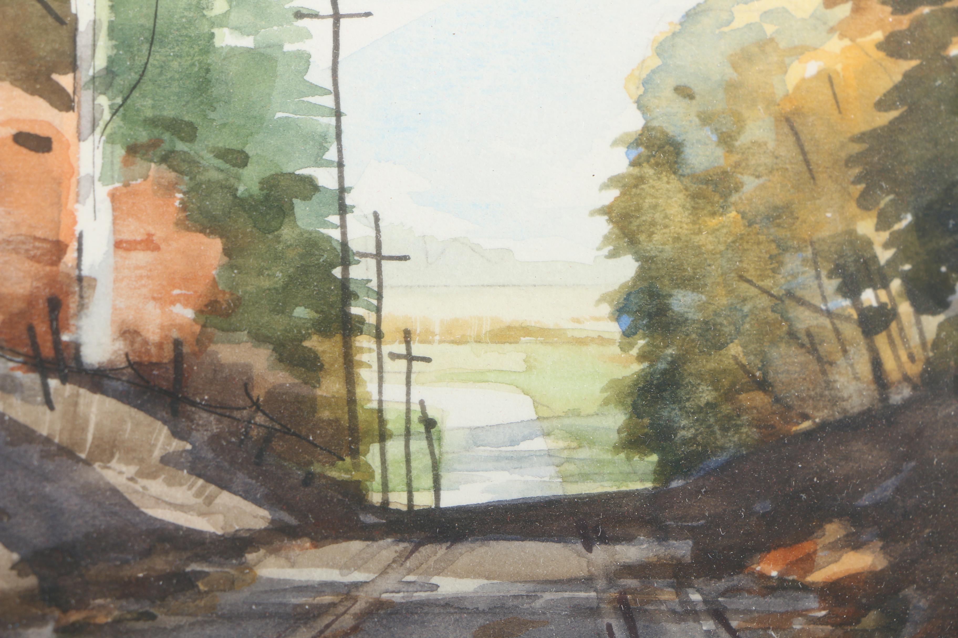 D. Omer Seamon Watercolor Landscape on Paper