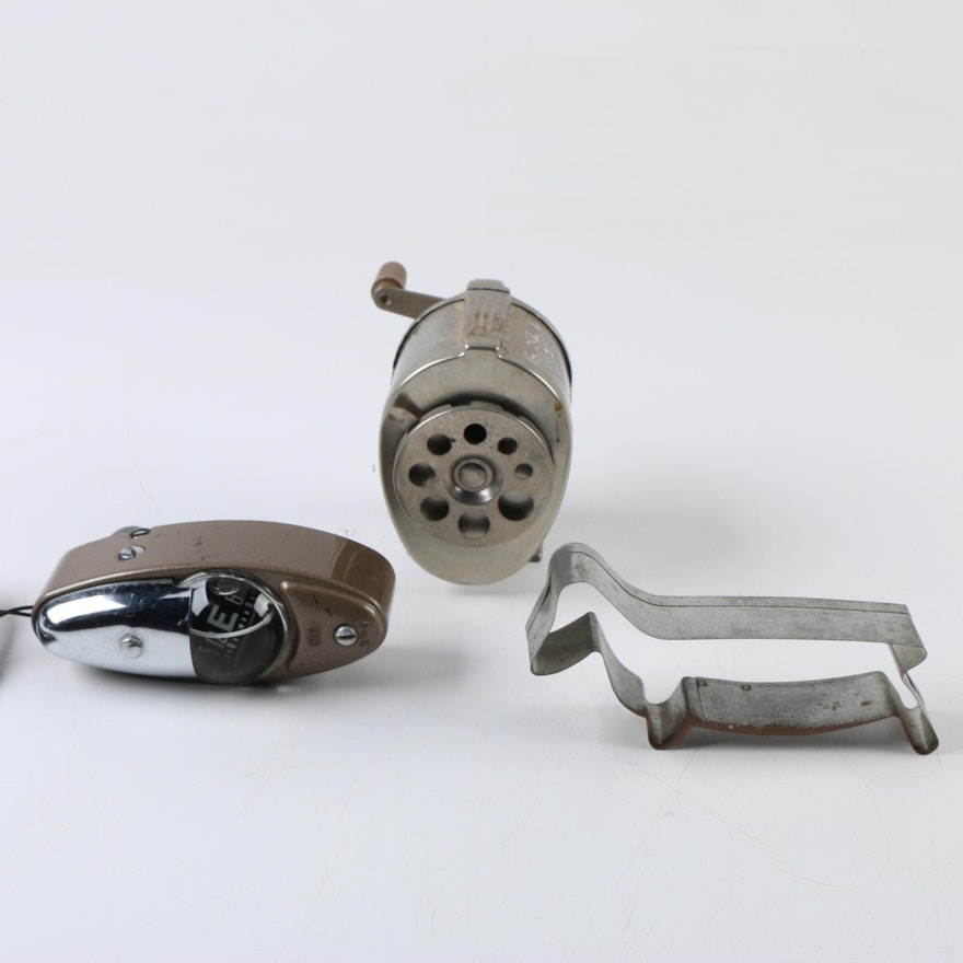 Vintage Pencil Sharpener, Compass, and Cookie Cutter