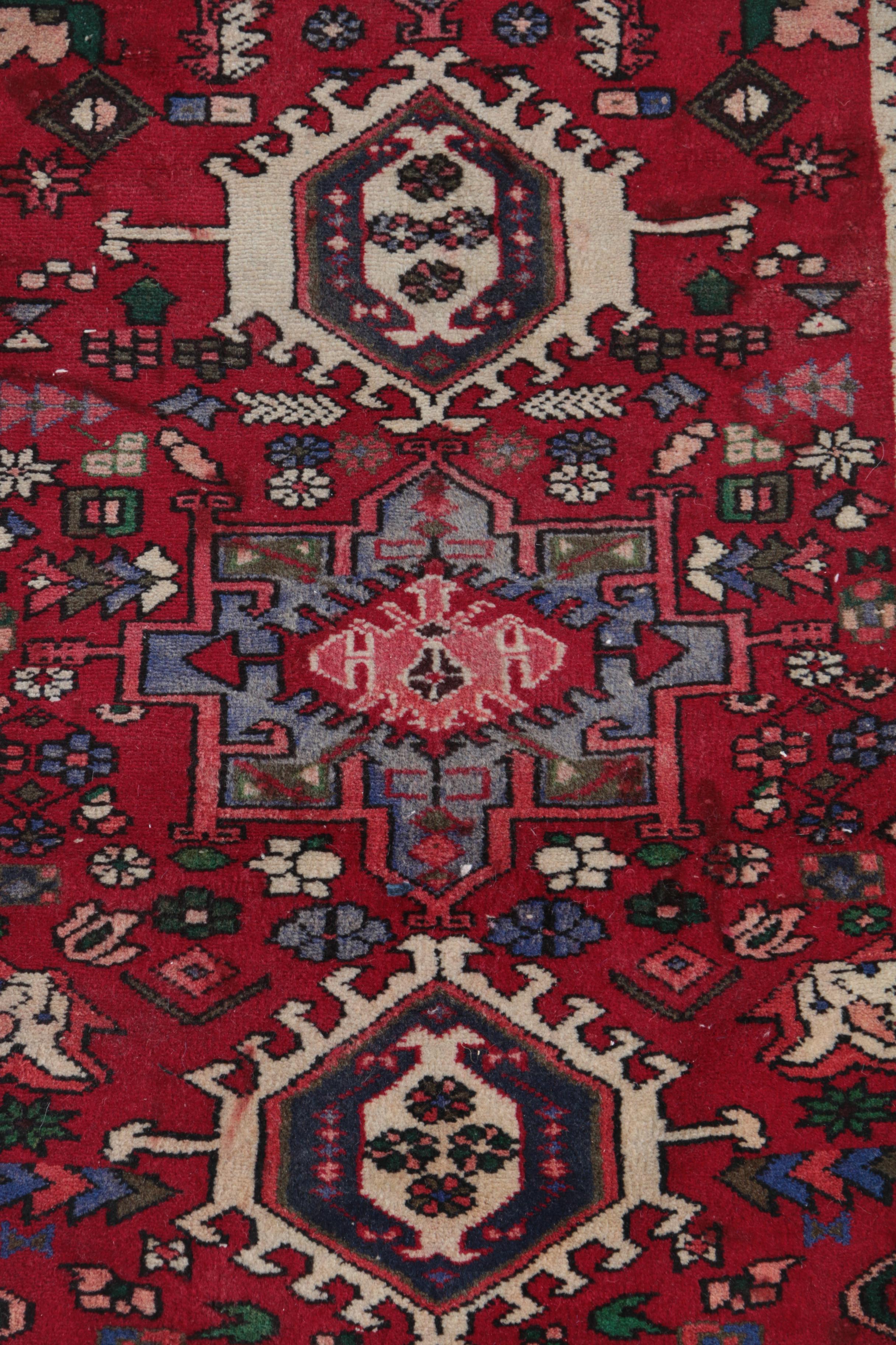 Vintage Hand-Knotted Persian Karaja Carpet Runner