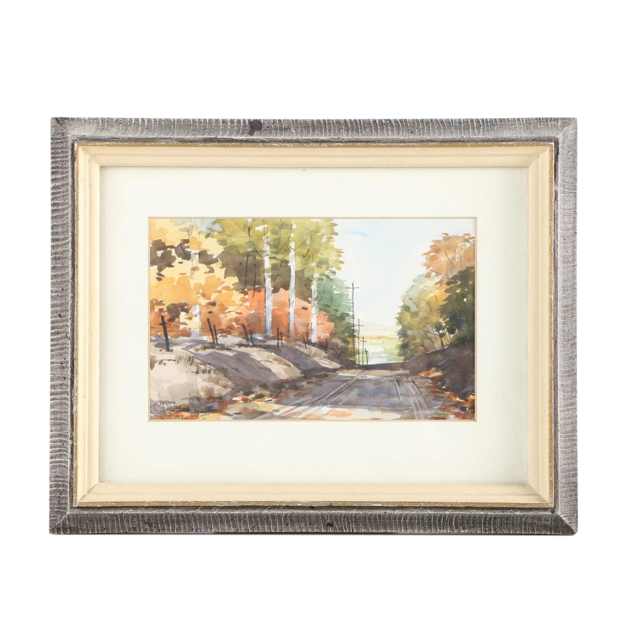 D. Omer Seamon Watercolor Landscape on Paper