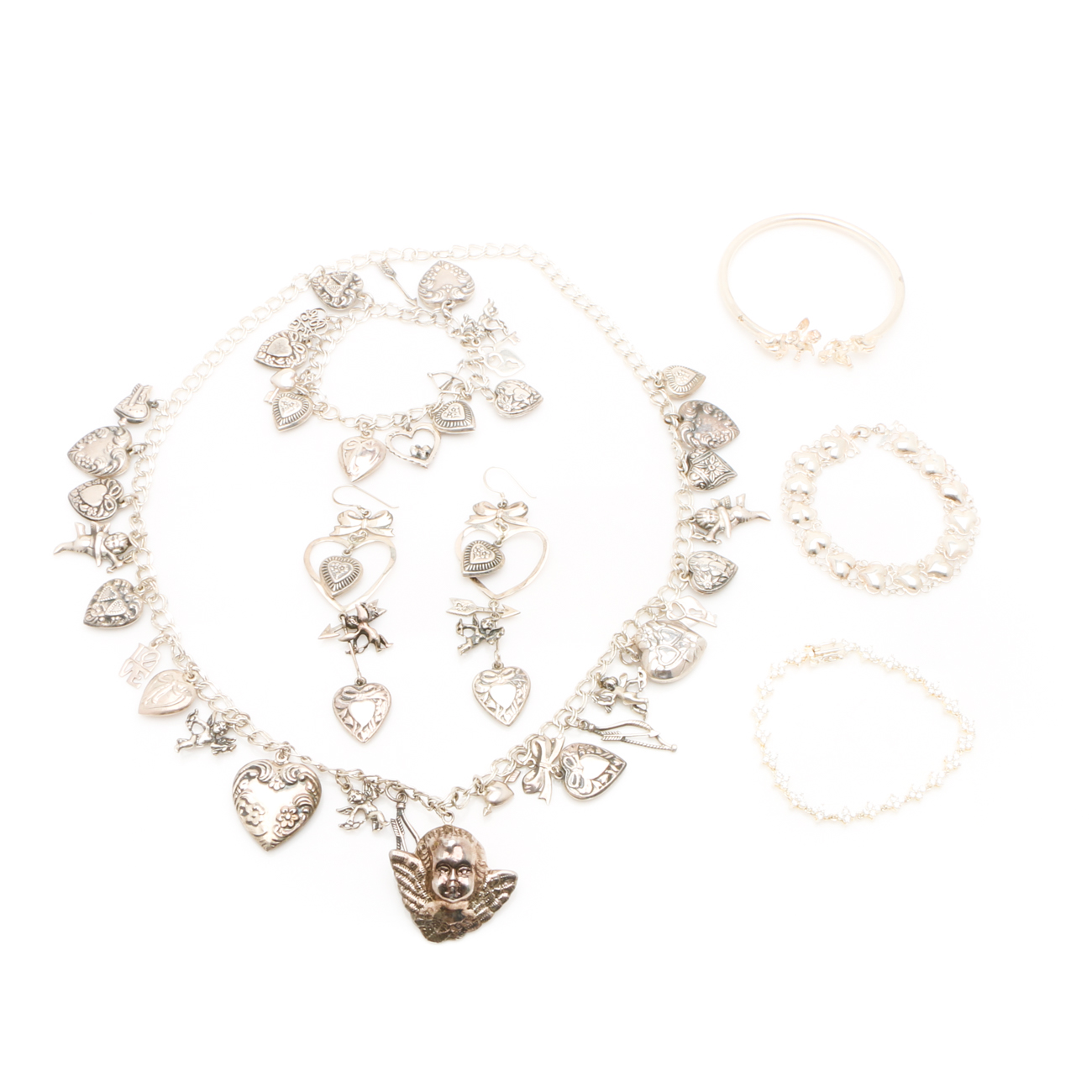 Sterling Silver Jewelry Assortment Featuring Charms