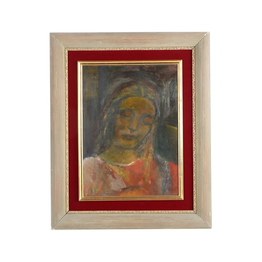 Oil Painting on Board of Abstract Portrait