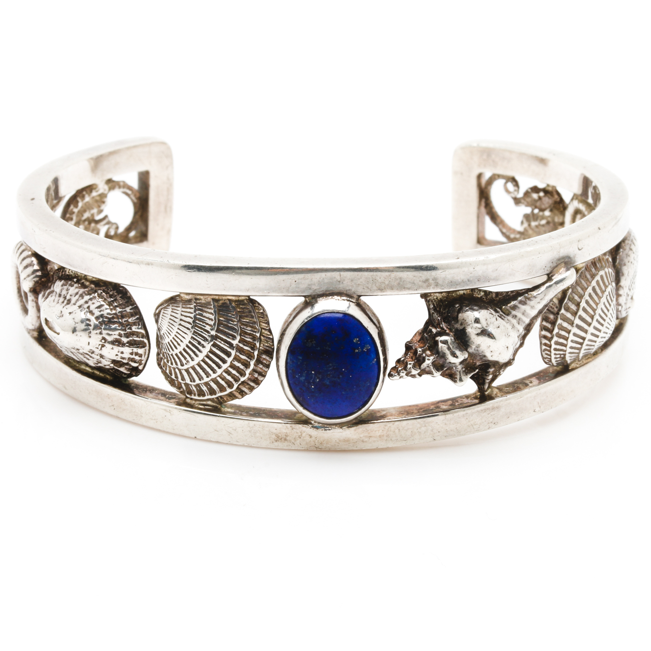 Two Sterling Silver Lapis Lazuli Bracelets