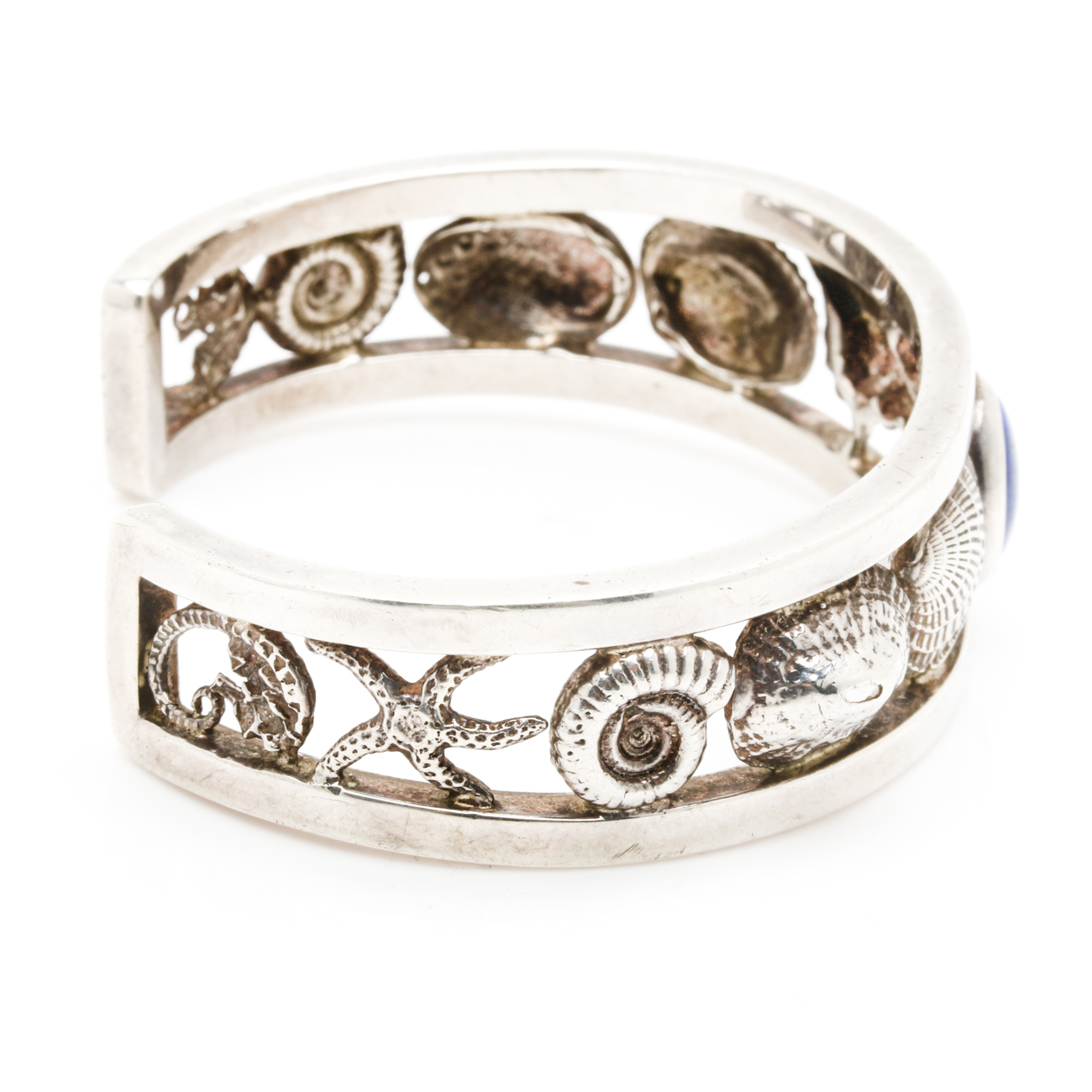 Two Sterling Silver Lapis Lazuli Bracelets