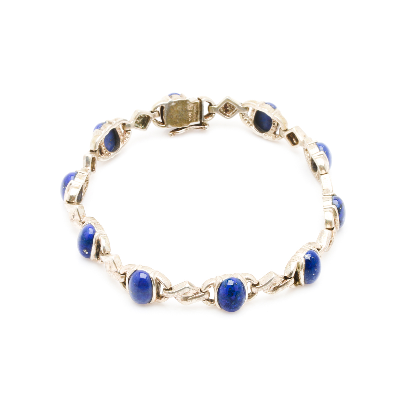 Two Sterling Silver Lapis Lazuli Bracelets