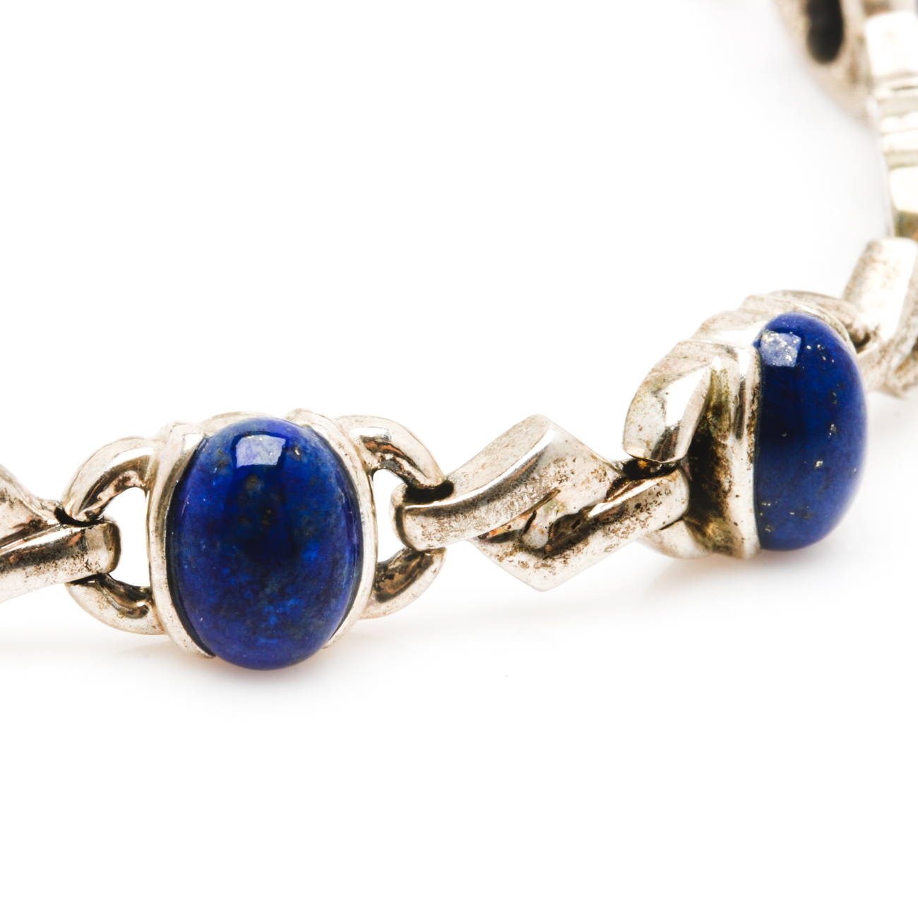 Two Sterling Silver Lapis Lazuli Bracelets
