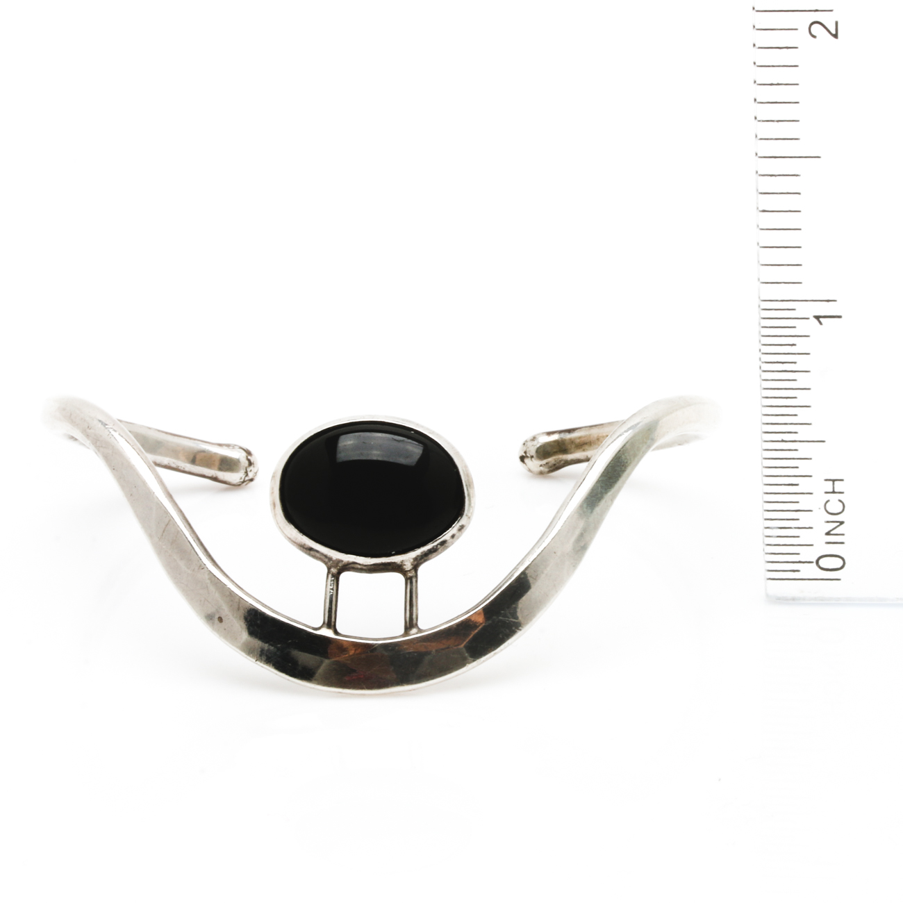 Mexican Sterling Silver Gemstone Link Bracelets with Onyx Cuff