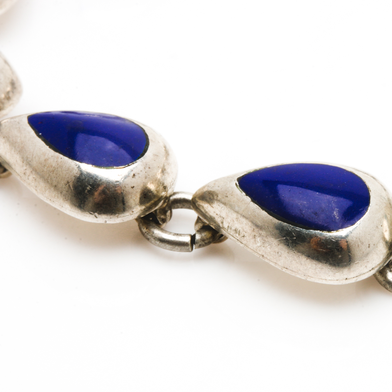 Mexican Sterling Silver Gemstone Link Bracelets with Onyx Cuff