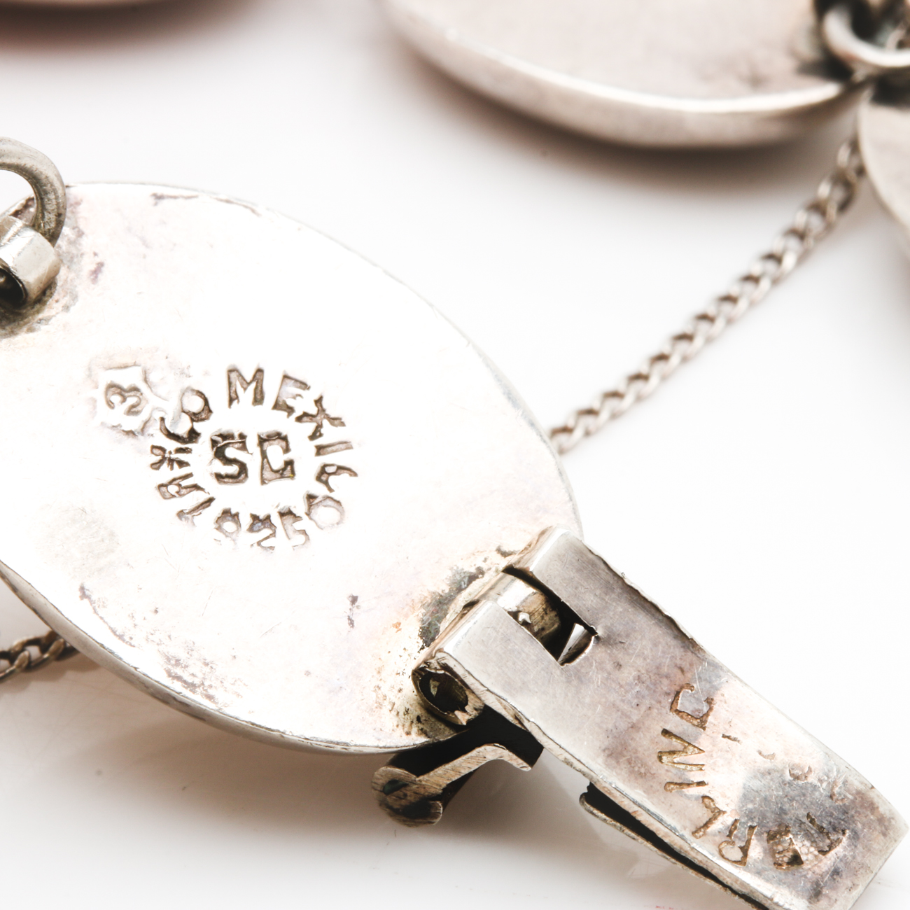 Mexican Sterling Silver Gemstone Link Bracelets with Onyx Cuff