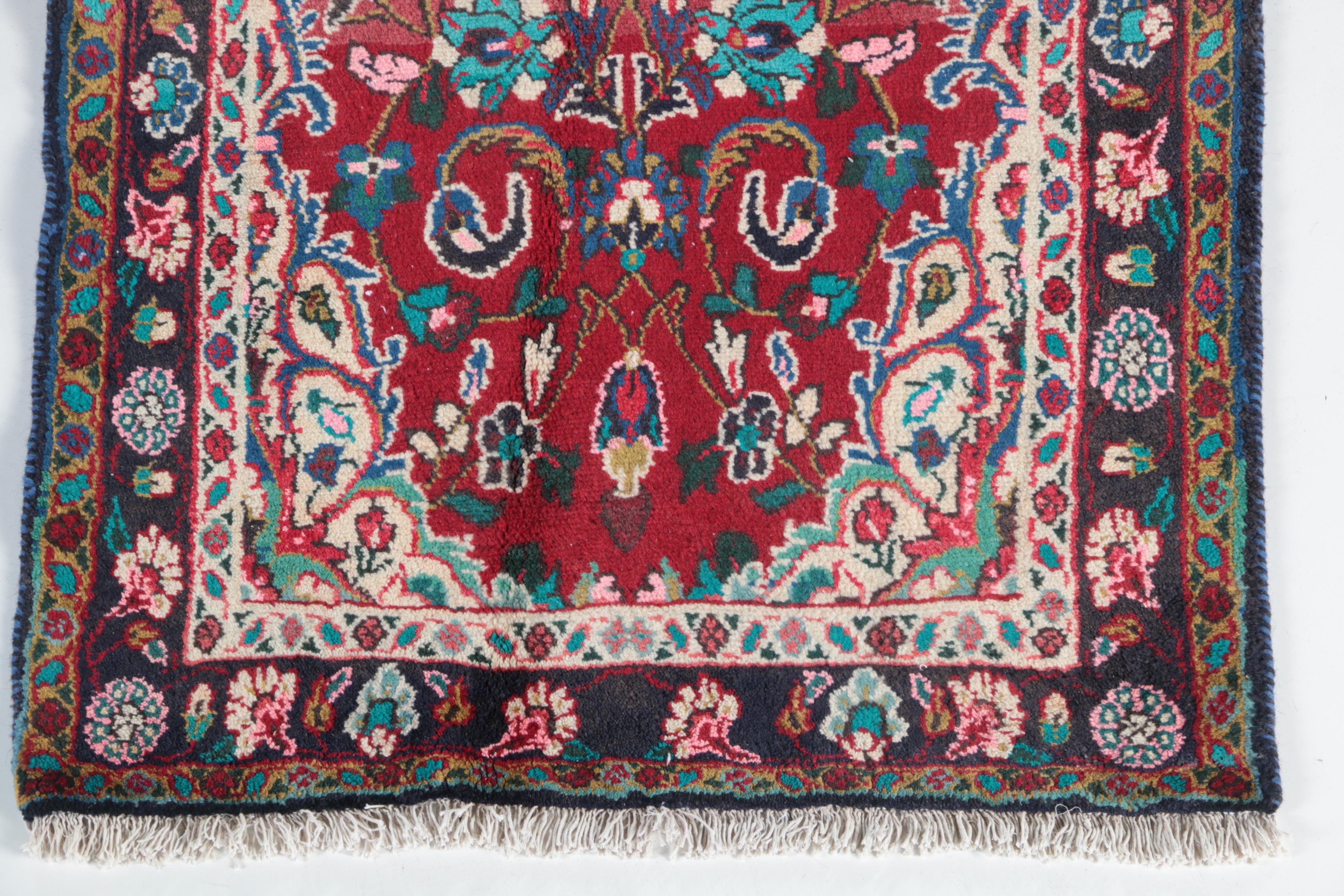 Hand-Knotted Persian Hamadan Wool Carpet Runner