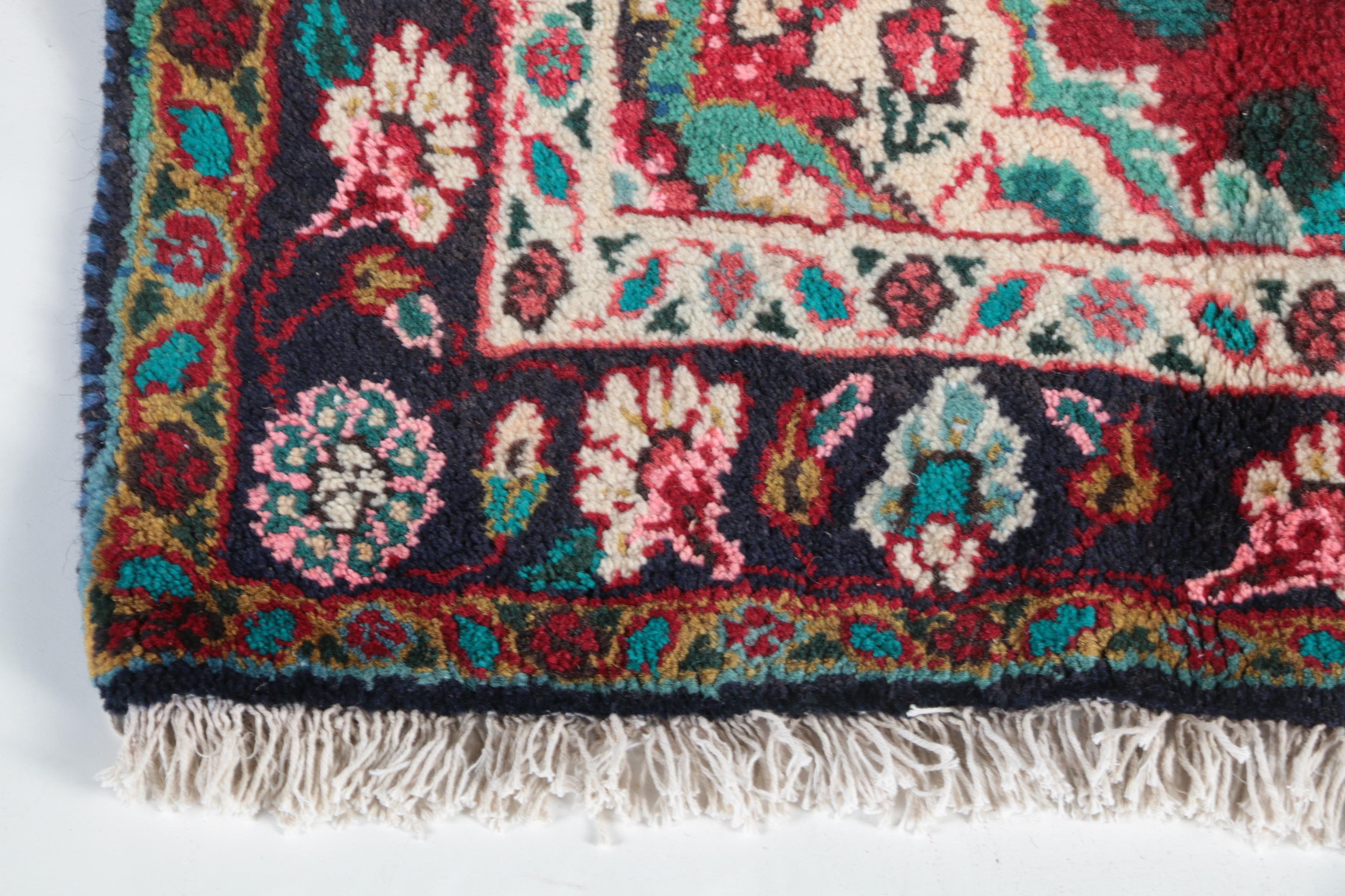 Hand-Knotted Persian Hamadan Wool Carpet Runner