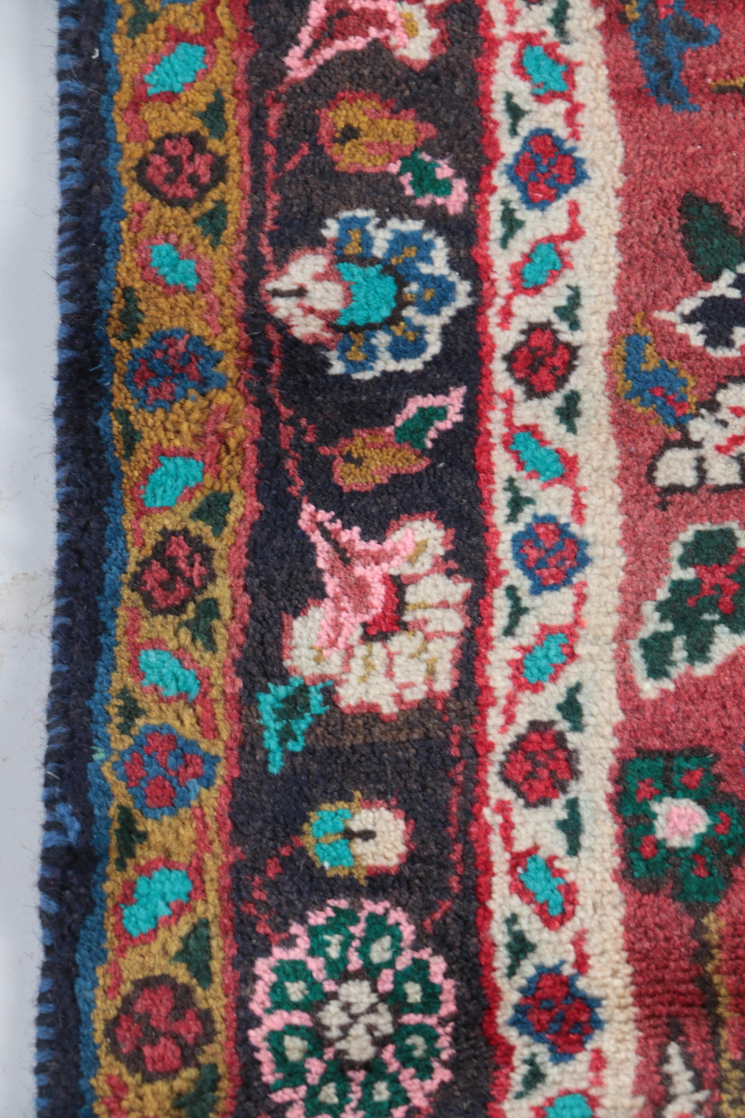 Hand-Knotted Persian Hamadan Wool Carpet Runner
