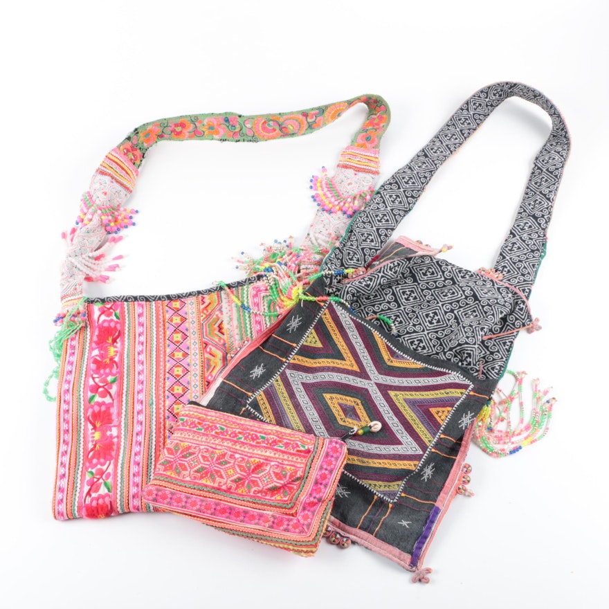 Patterned Fabric Handbags and a Pouch
