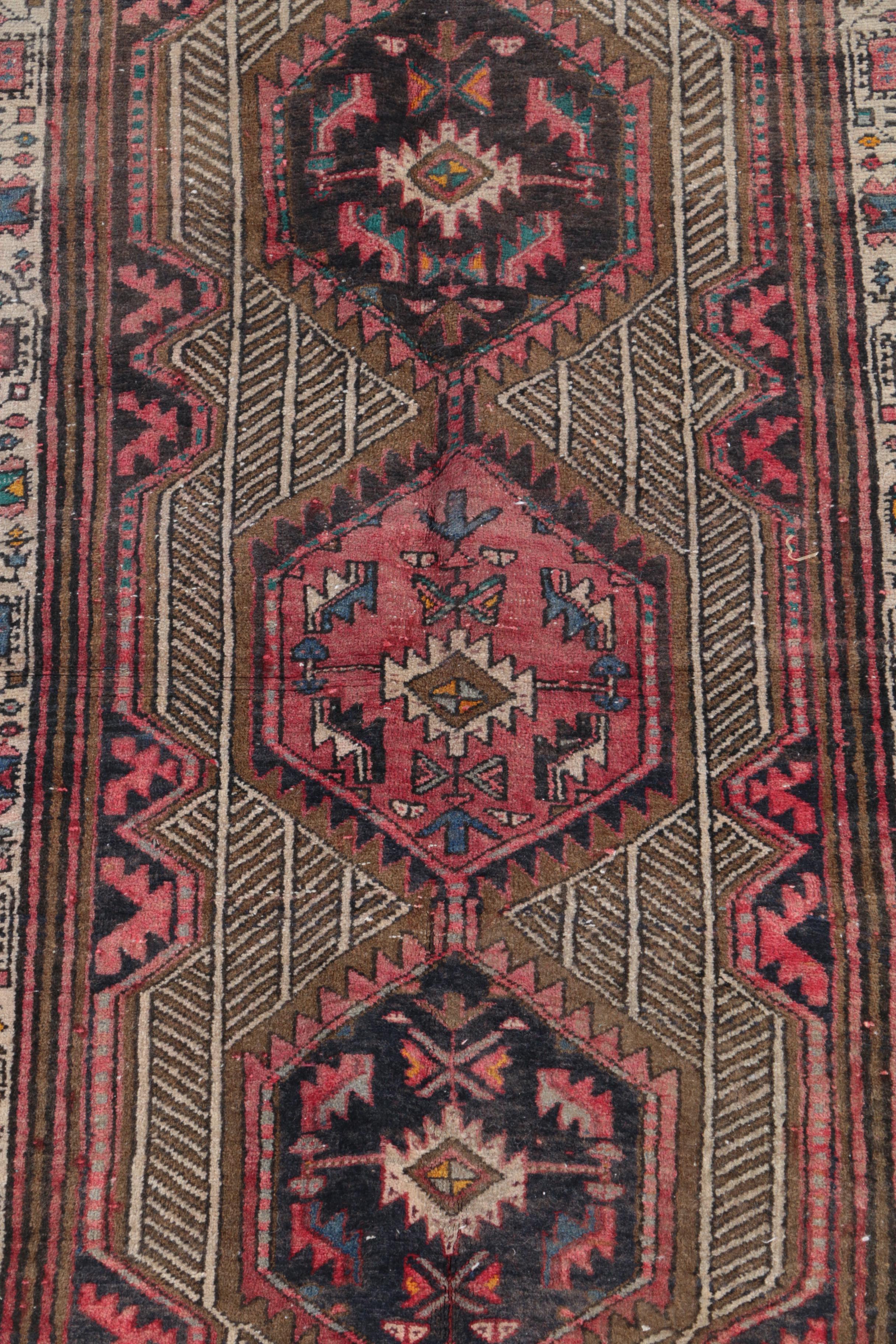 Hand-Knotted Kurdish Quchan Carpet Runner