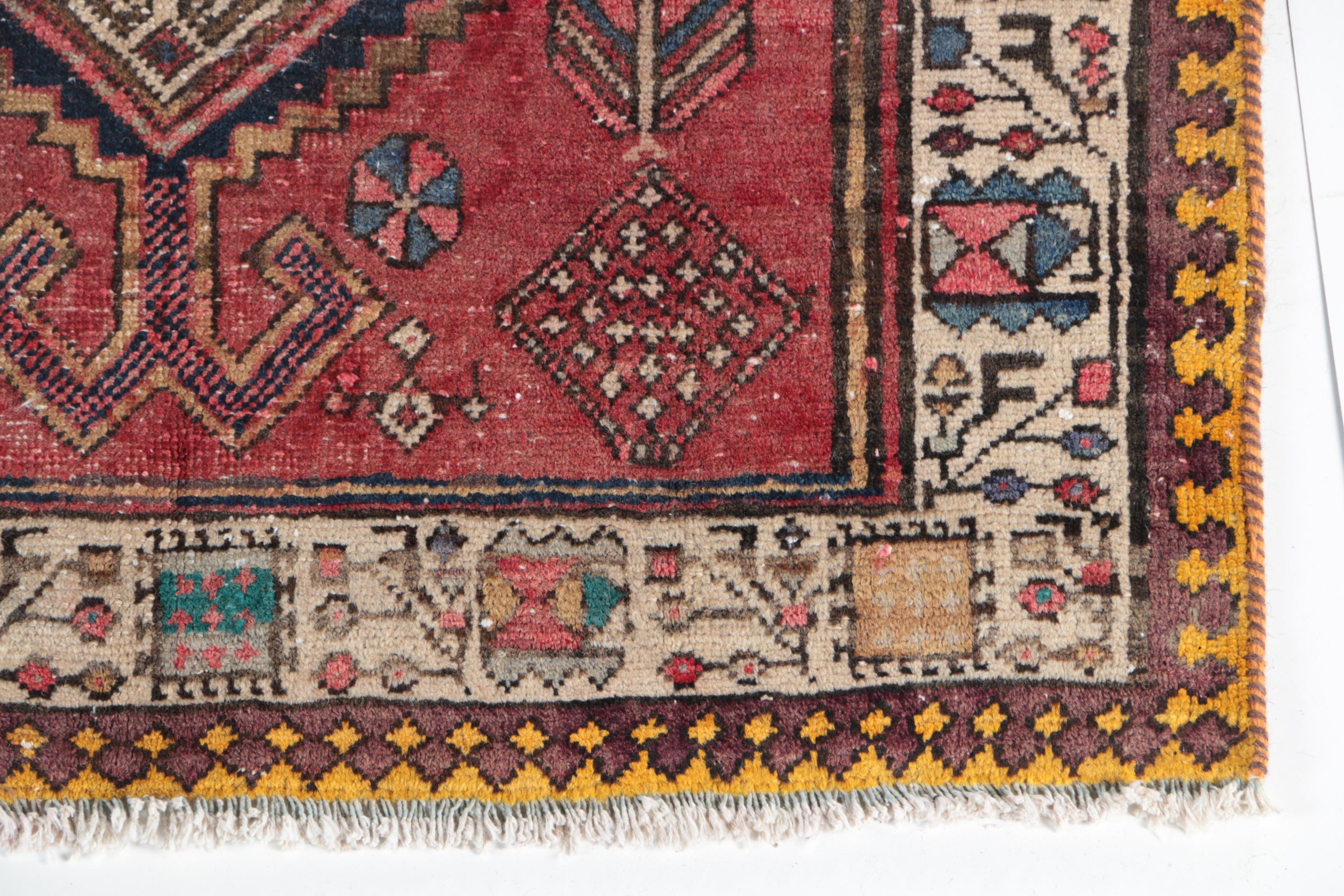 Hand-Knotted Kurdish Quchan Carpet Runner