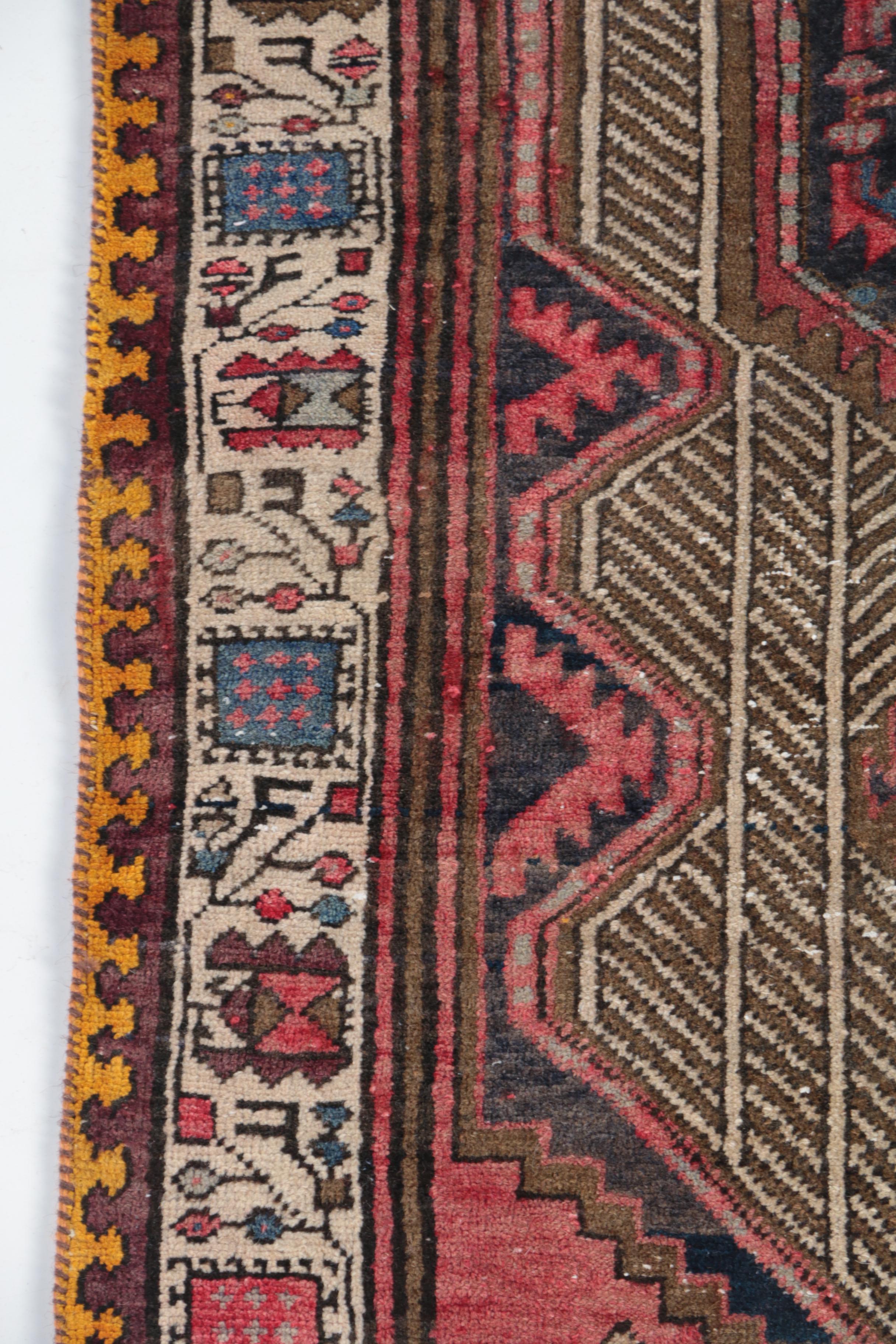 Hand-Knotted Kurdish Quchan Carpet Runner