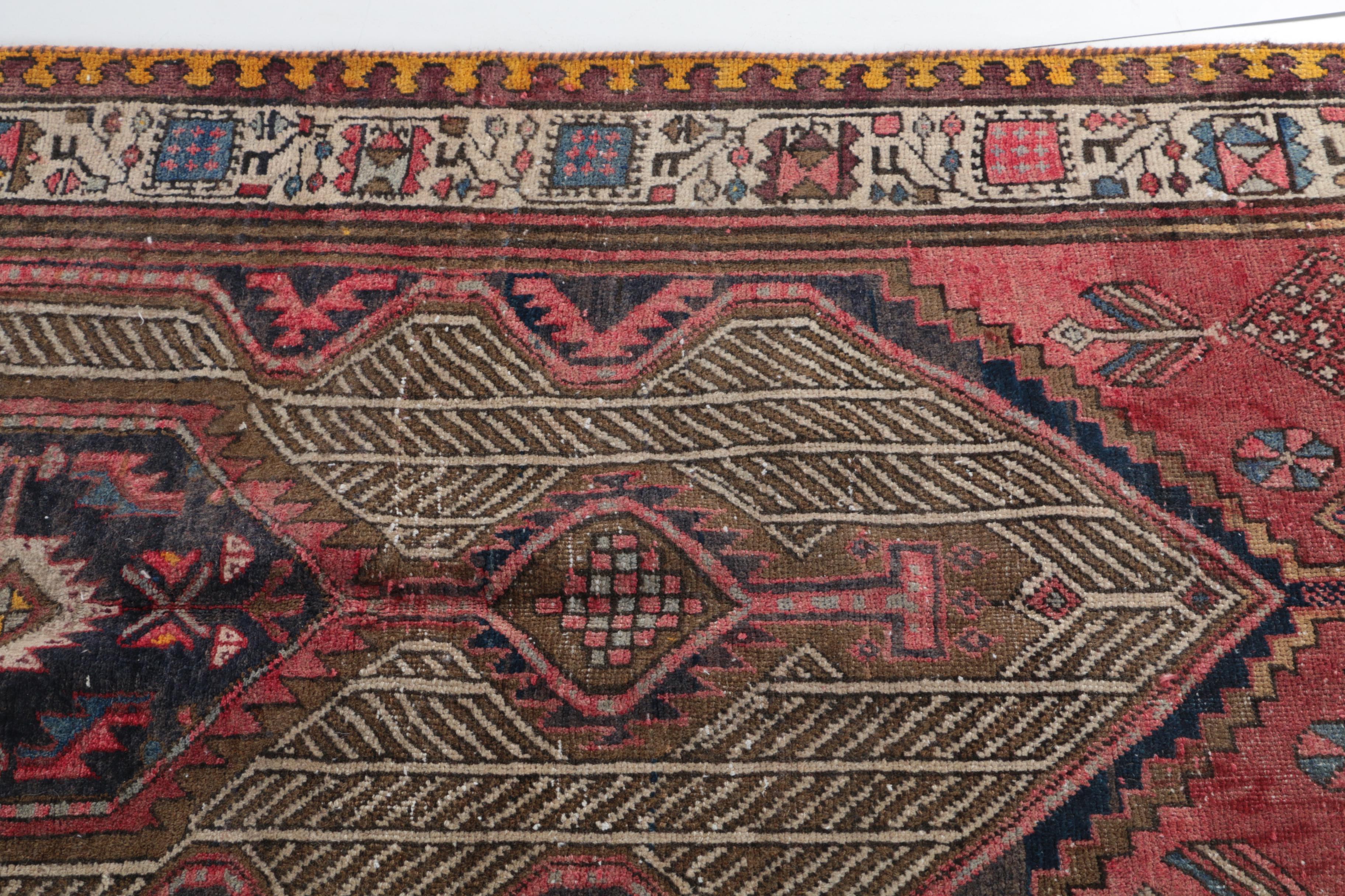 Hand-Knotted Kurdish Quchan Carpet Runner