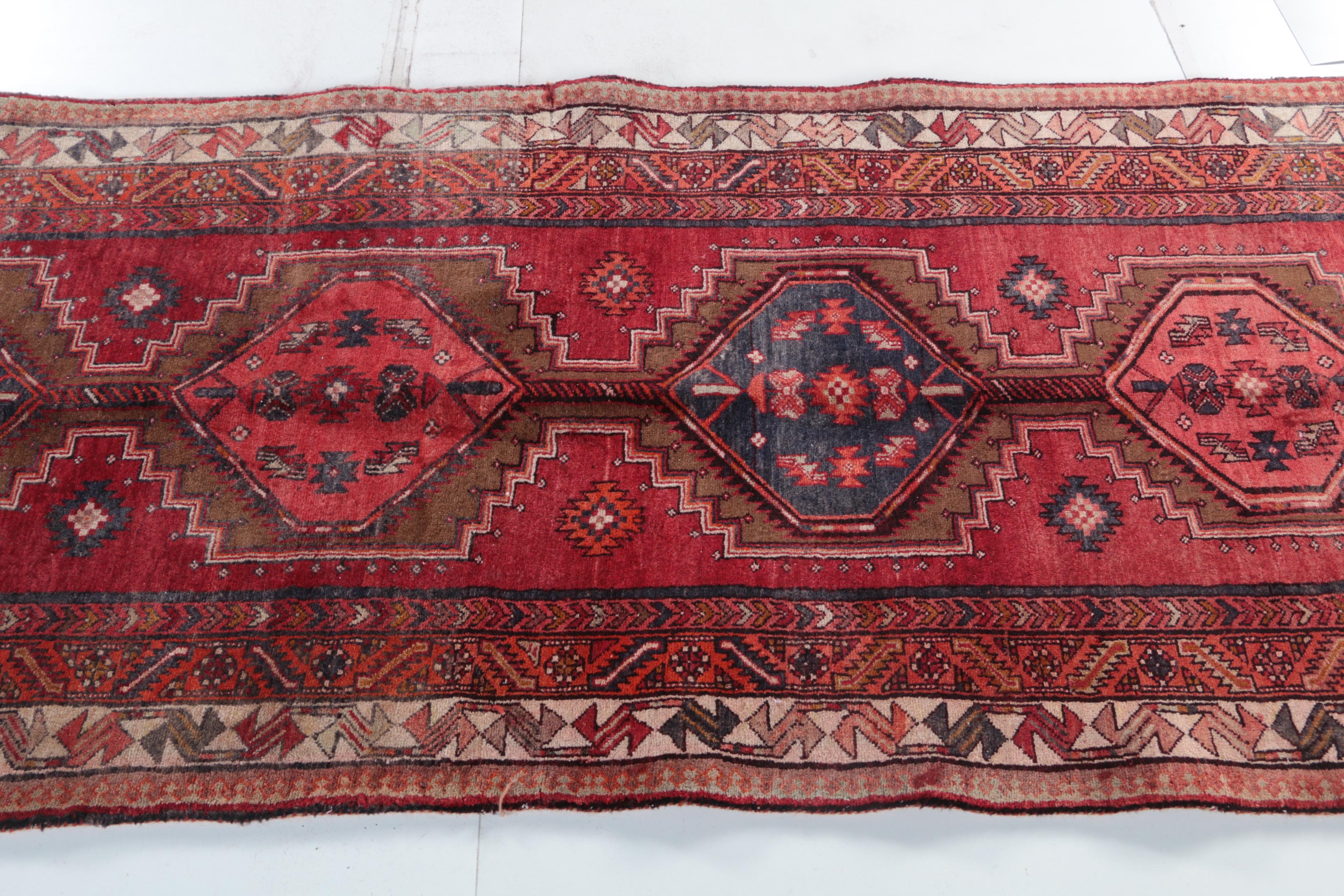 Hand-Knotted Caucasian Wool Carpet Runner