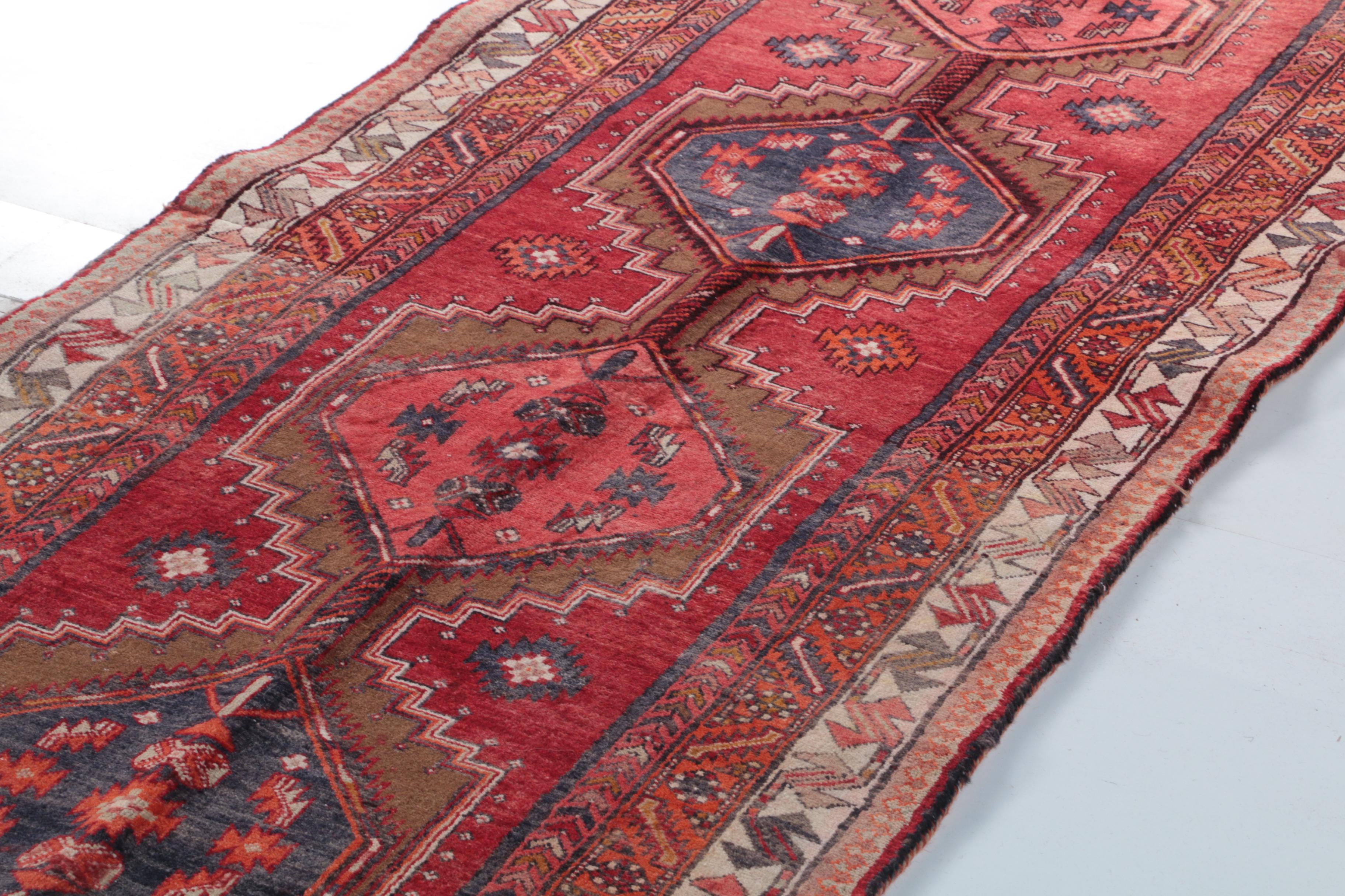 Hand-Knotted Caucasian Wool Carpet Runner