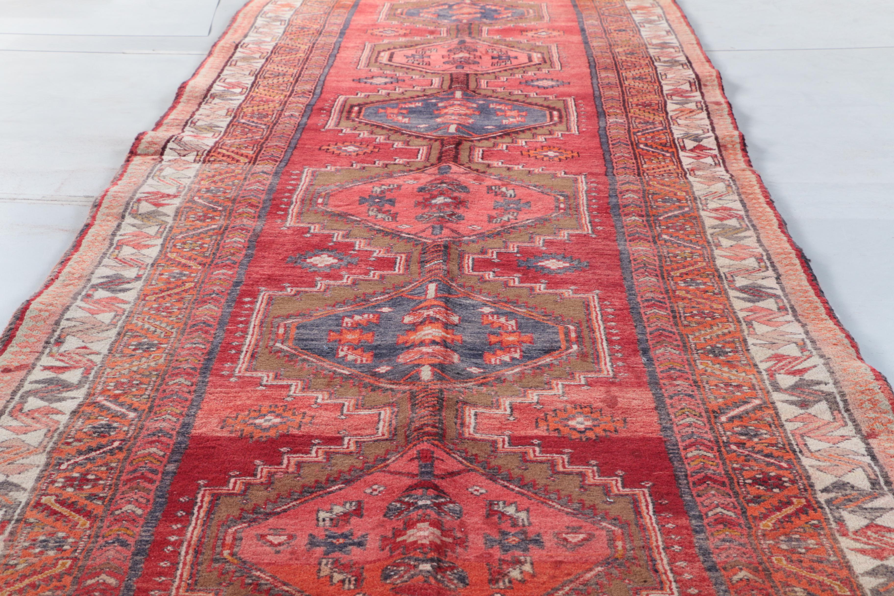 Hand-Knotted Caucasian Wool Carpet Runner