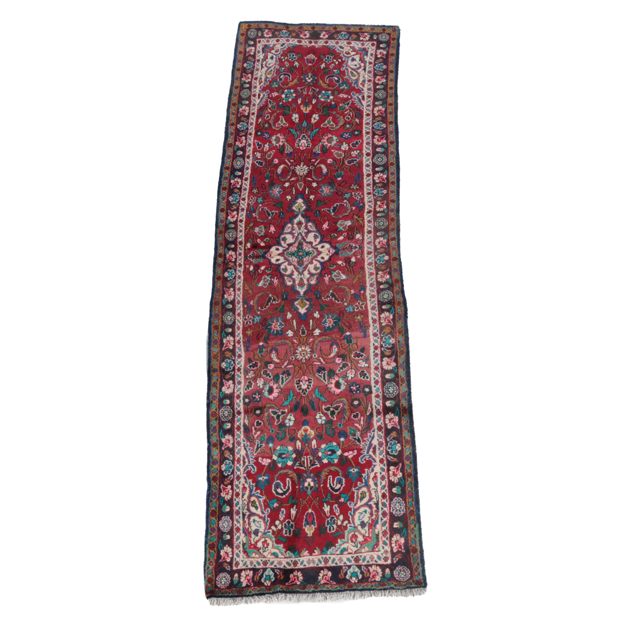 Hand-Knotted Persian Hamadan Wool Carpet Runner