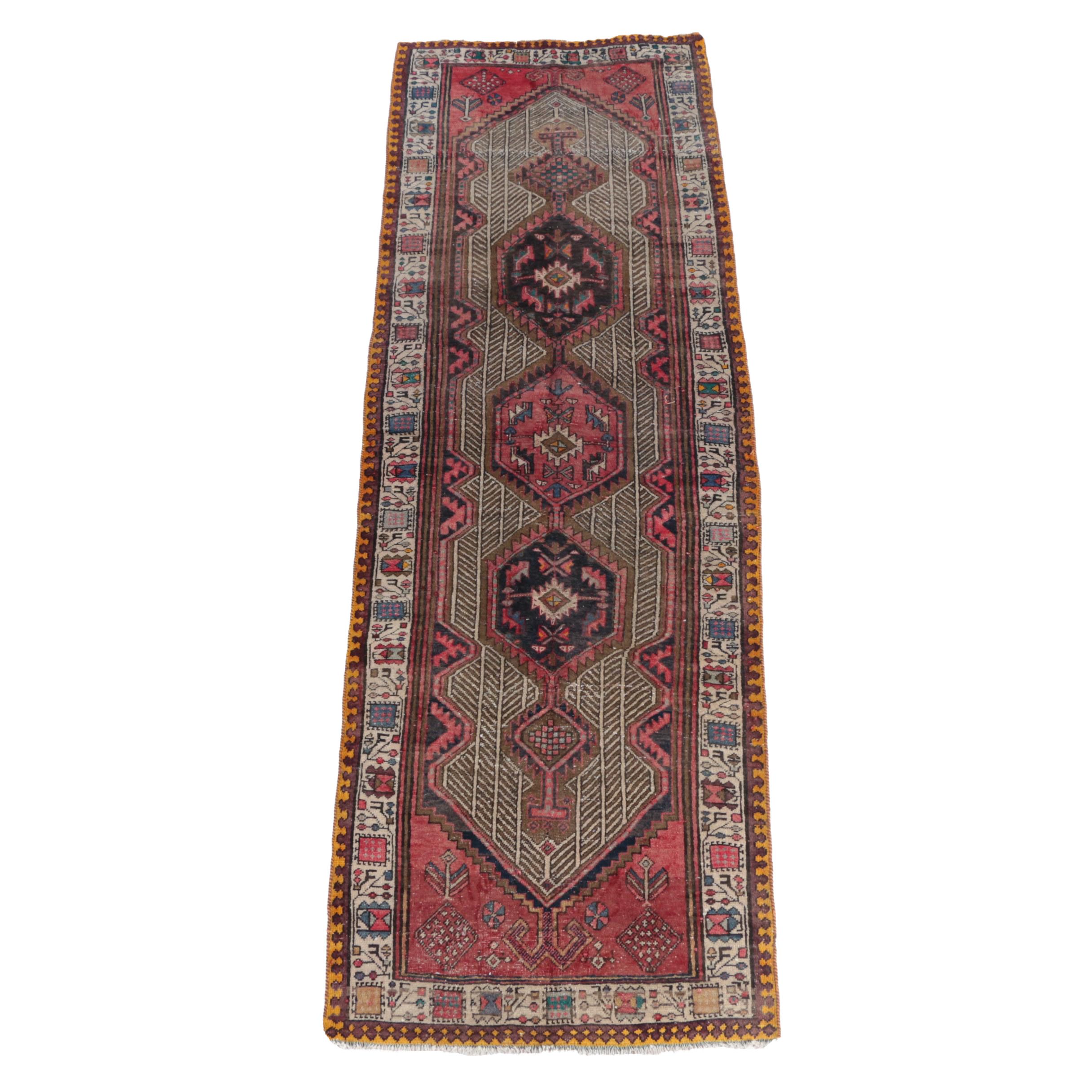 Hand-Knotted Kurdish Quchan Carpet Runner