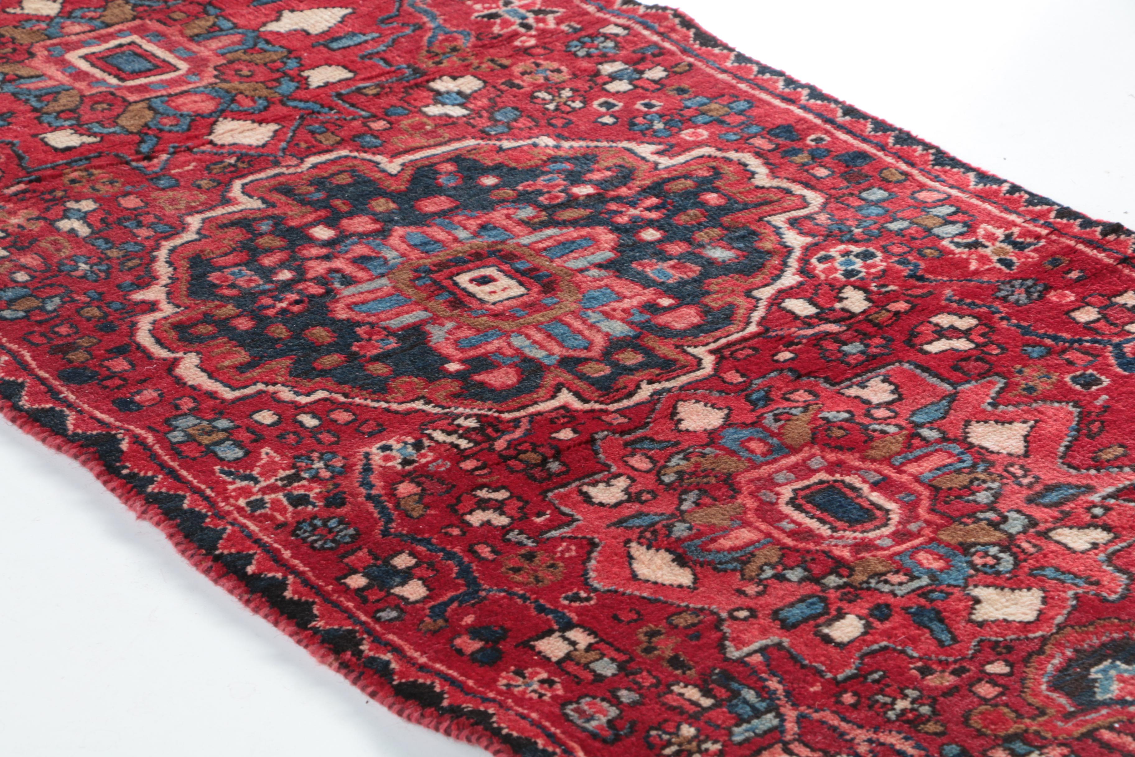 Hand-Knotted Persian Hamadan Carpet Runner