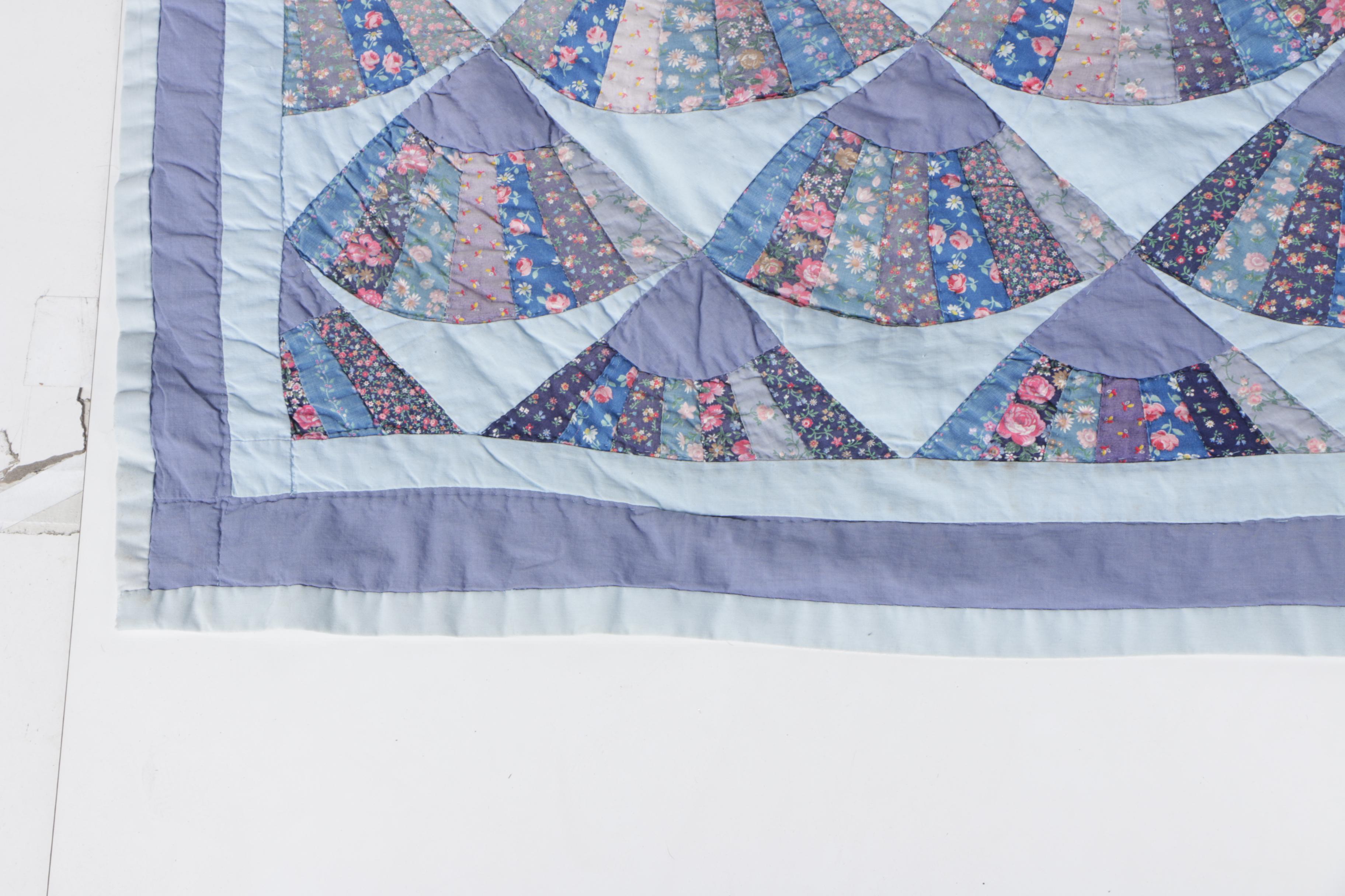 Vintage Handmade "Grandmother's Fan" Quilt