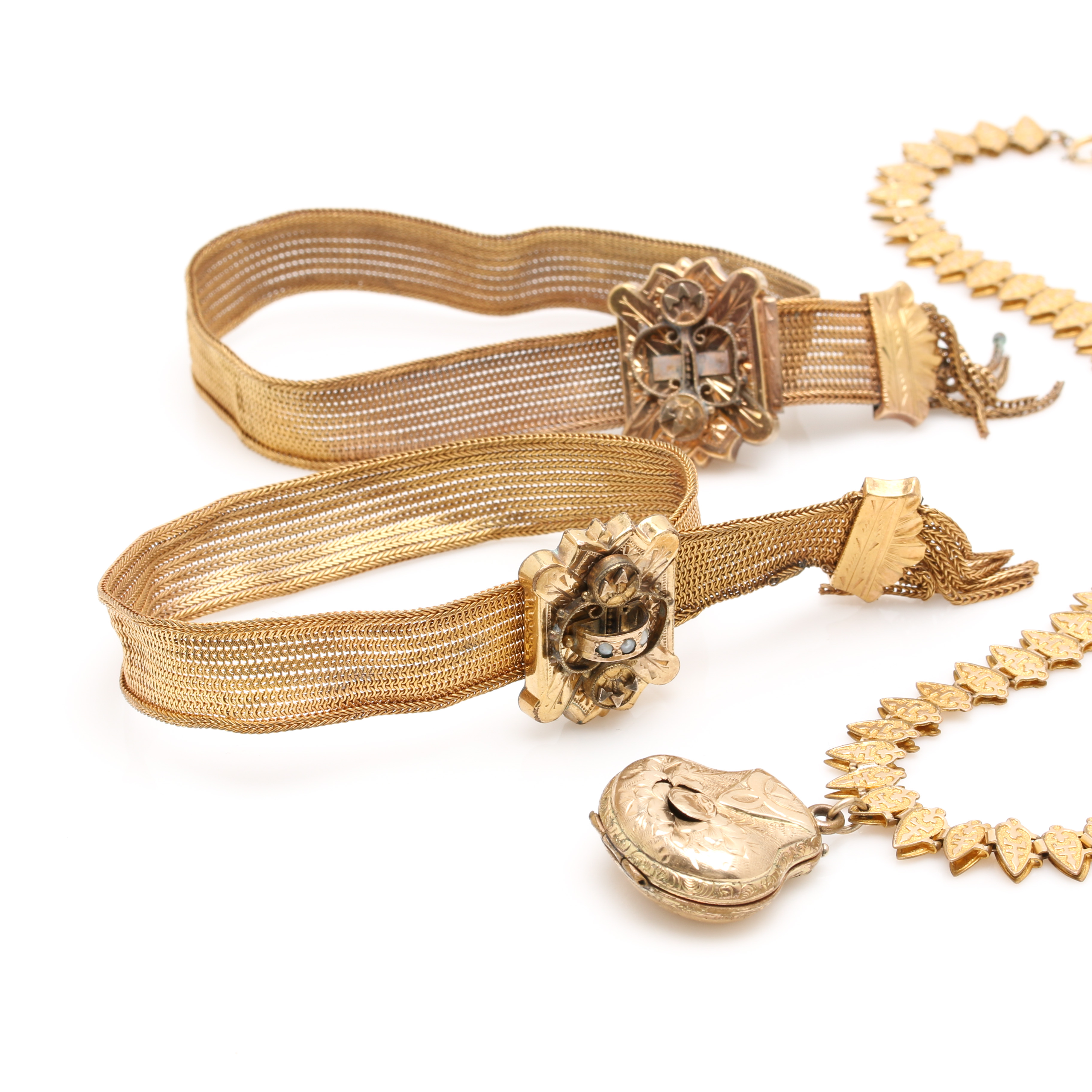 Victorian Gold Tone Sardonyx and Foilback Jewelry