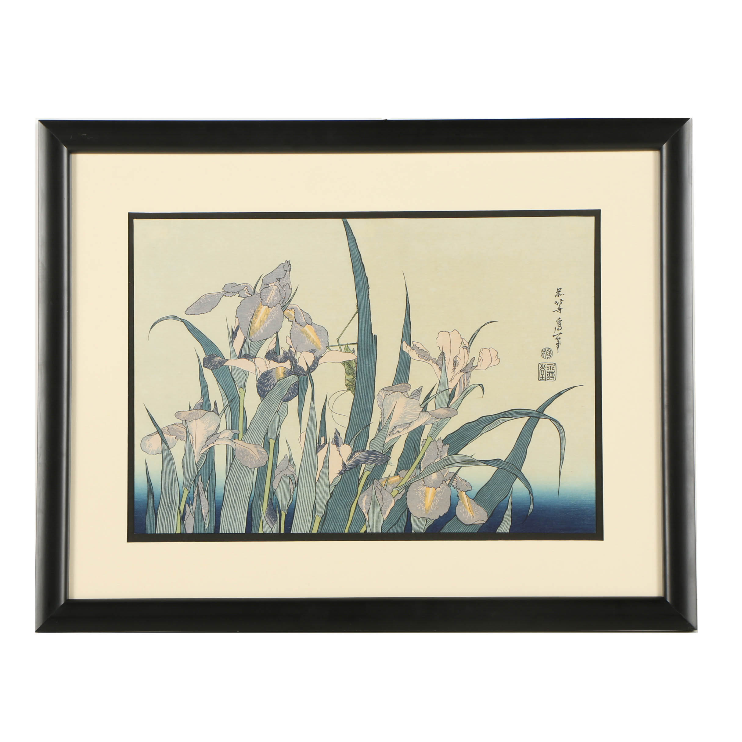 Re-strike Woodblock "Iris and Grasshopper" After Katsushika Hokusai