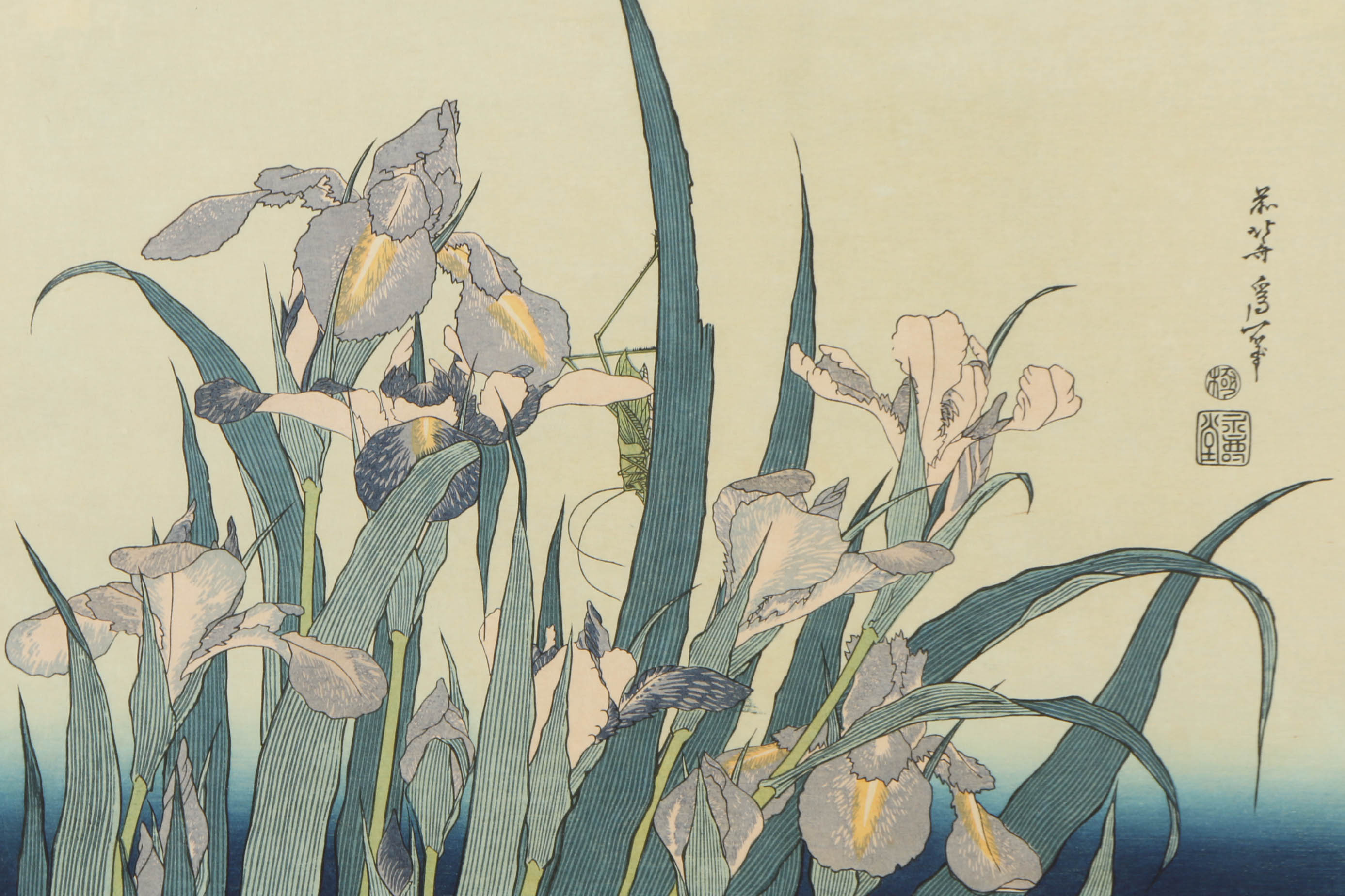 Re-strike Woodblock "Iris and Grasshopper" After Katsushika Hokusai