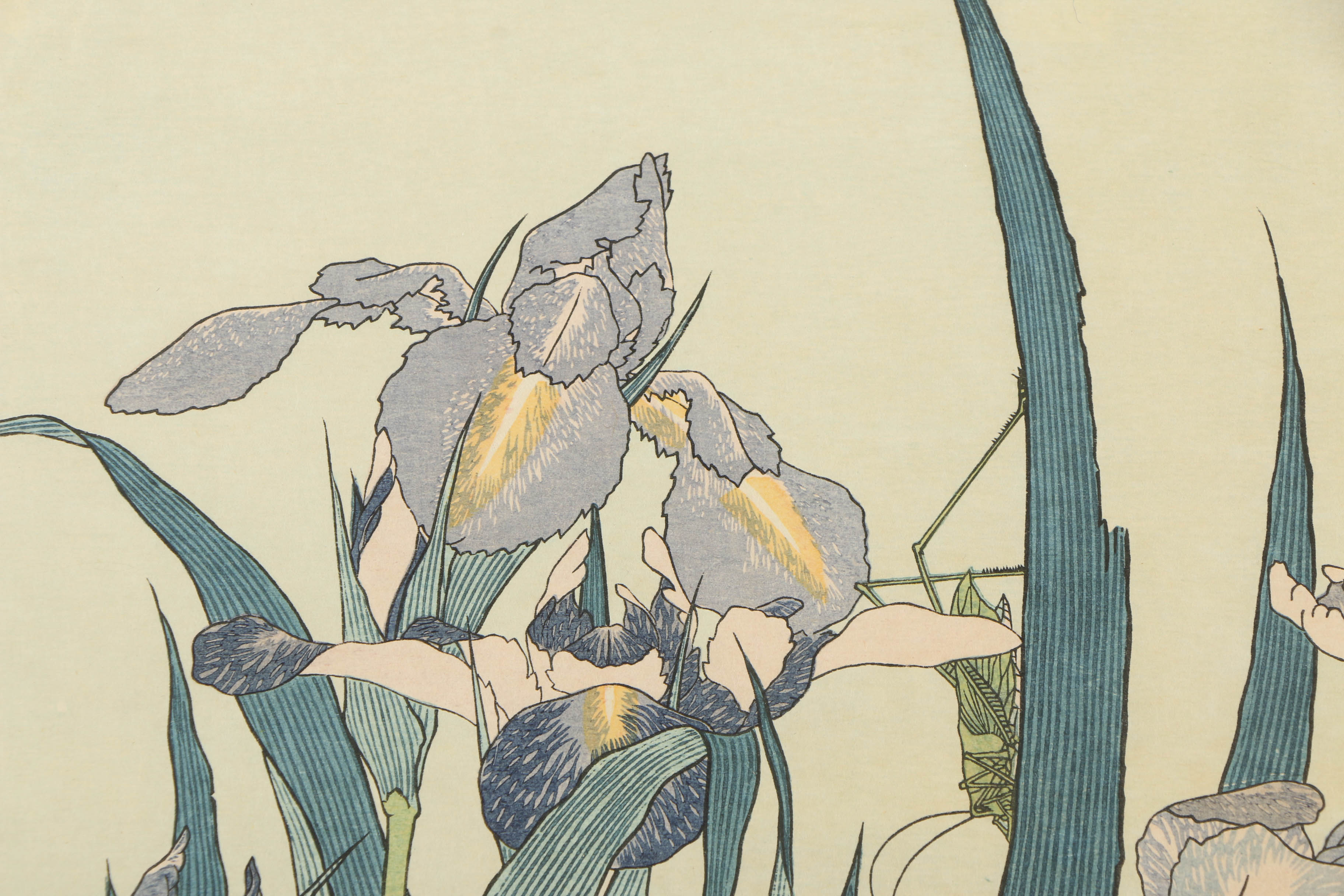 Re-strike Woodblock "Iris and Grasshopper" After Katsushika Hokusai