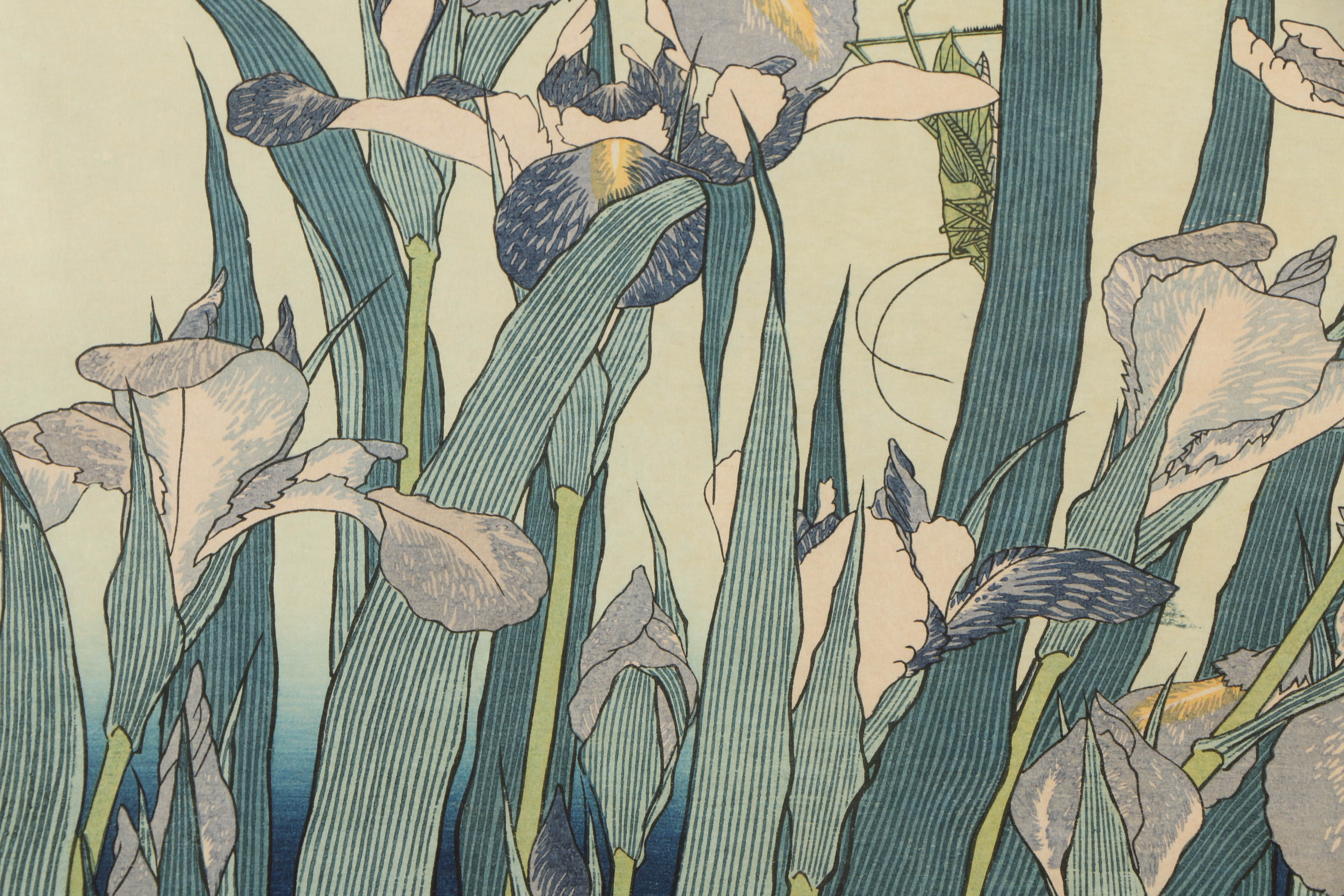 Re-strike Woodblock "Iris and Grasshopper" After Katsushika Hokusai
