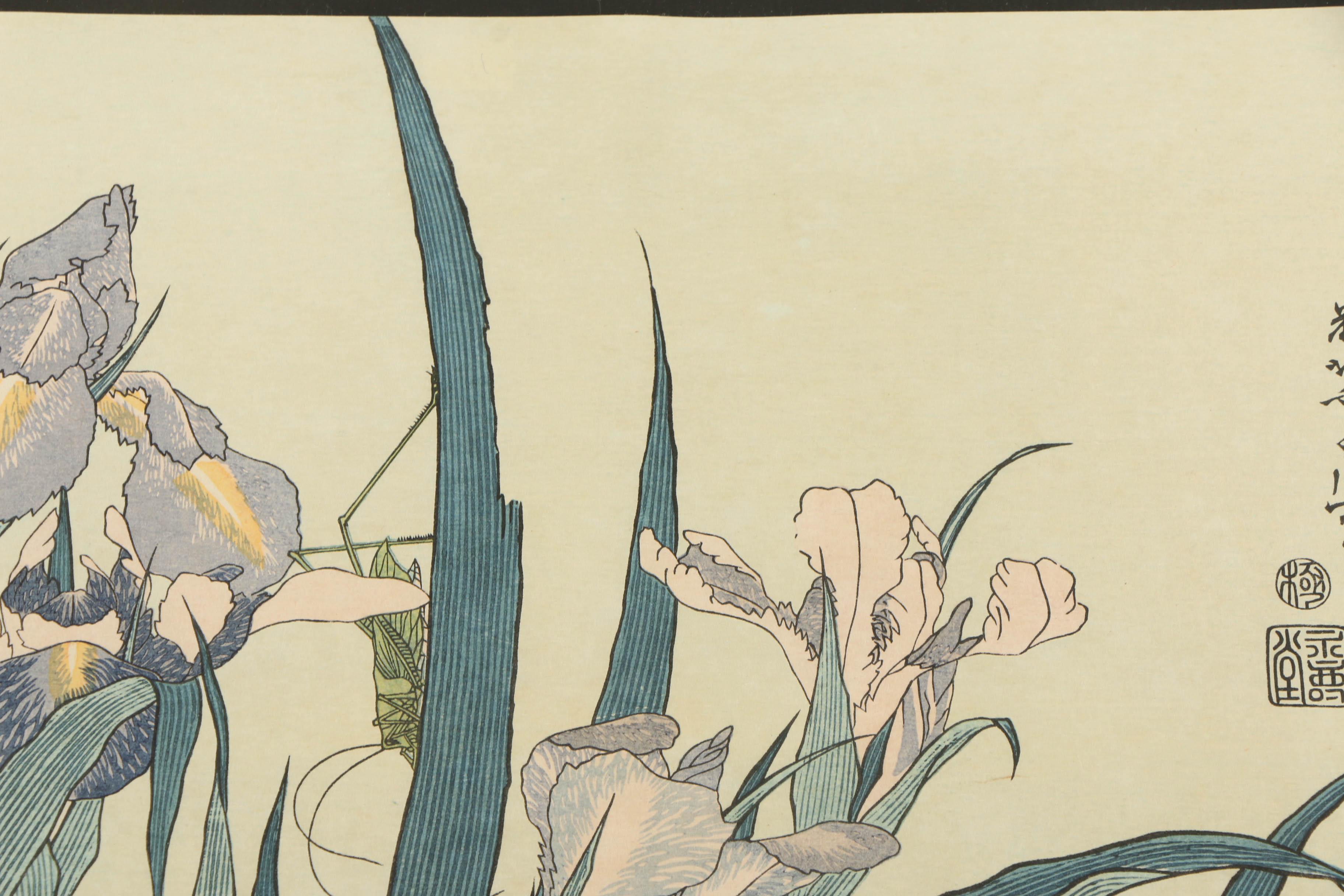 Re-strike Woodblock "Iris and Grasshopper" After Katsushika Hokusai
