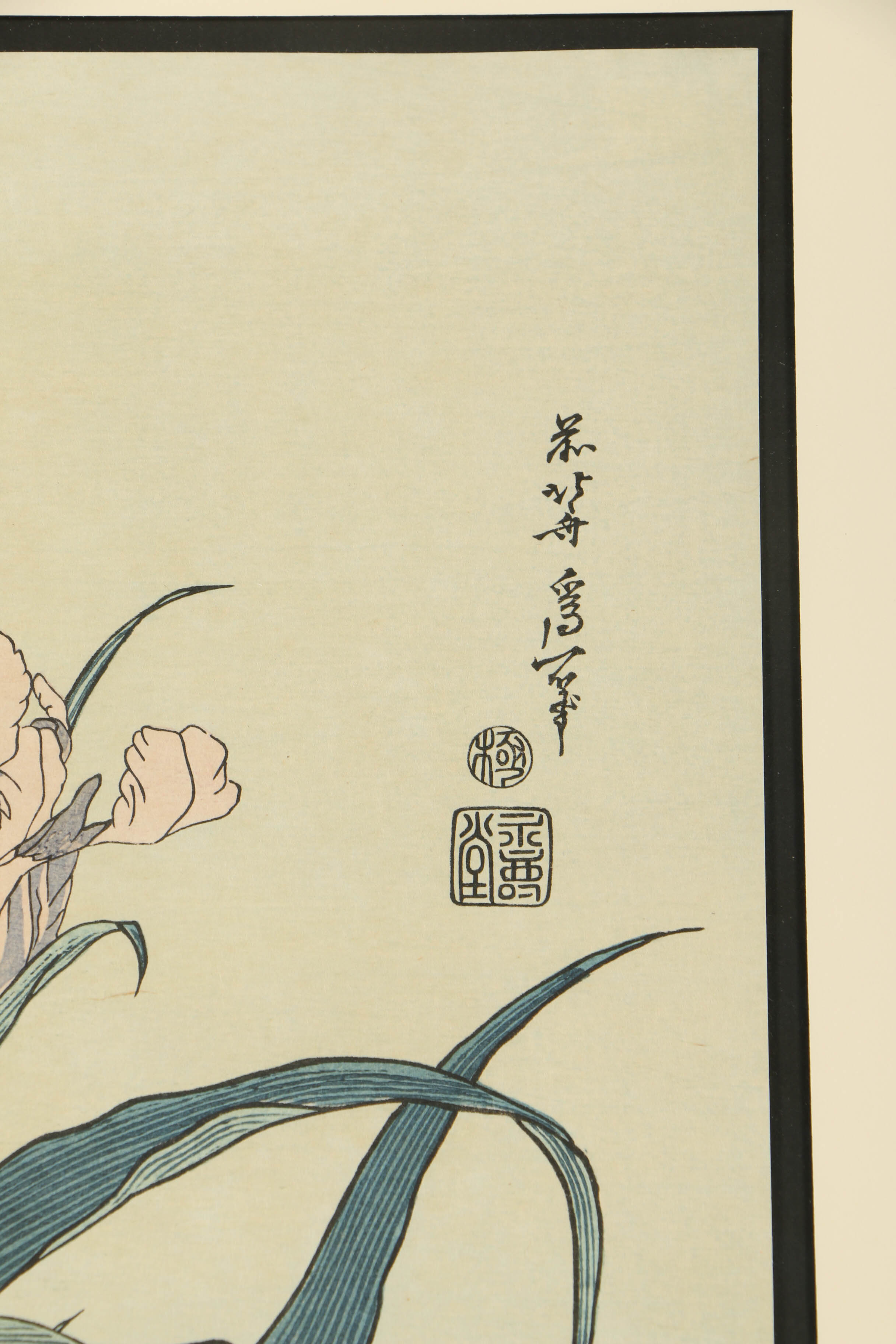 Re-strike Woodblock "Iris and Grasshopper" After Katsushika Hokusai