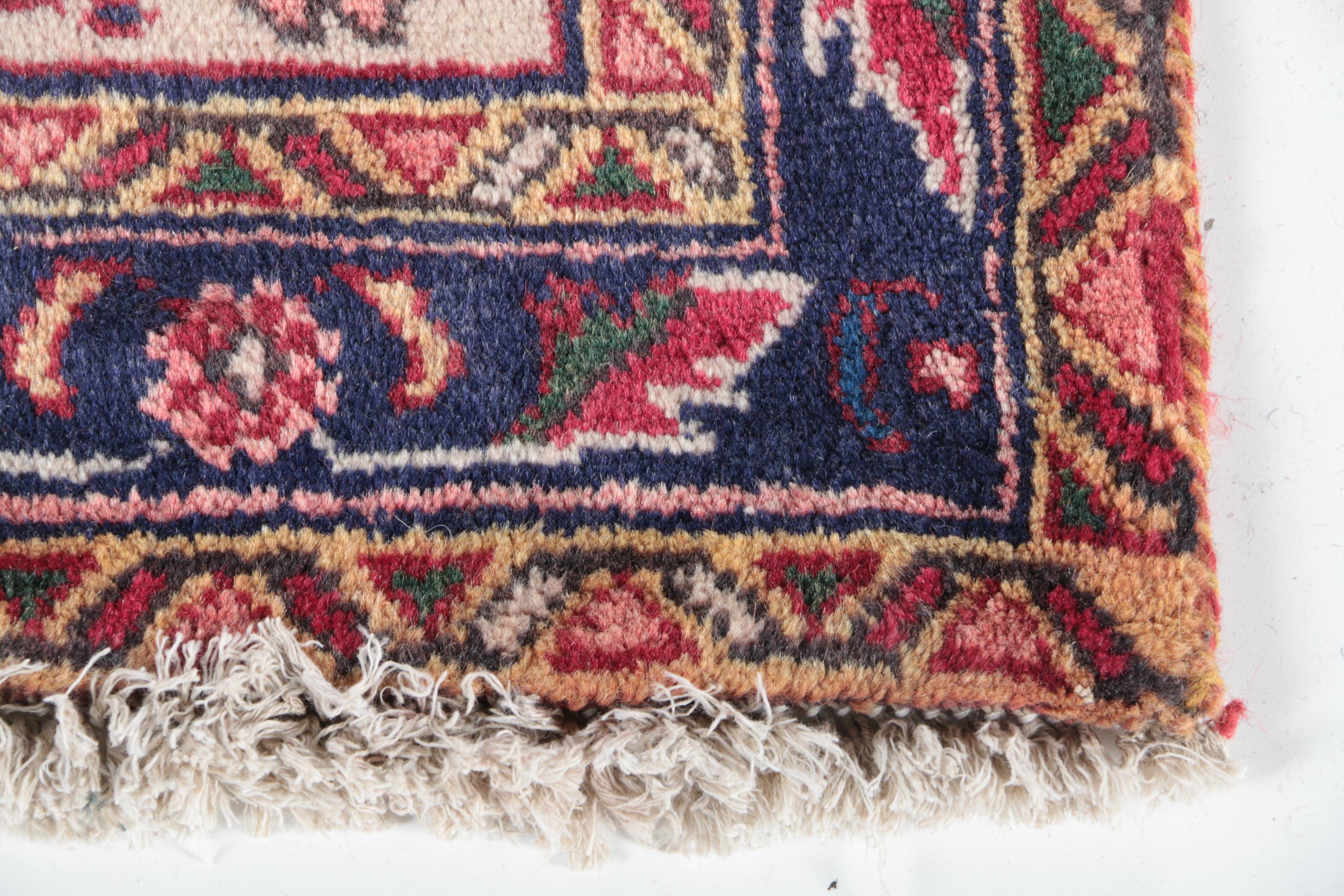 Vintage Hand-Knotted Persian Karaja Wool Area Rug