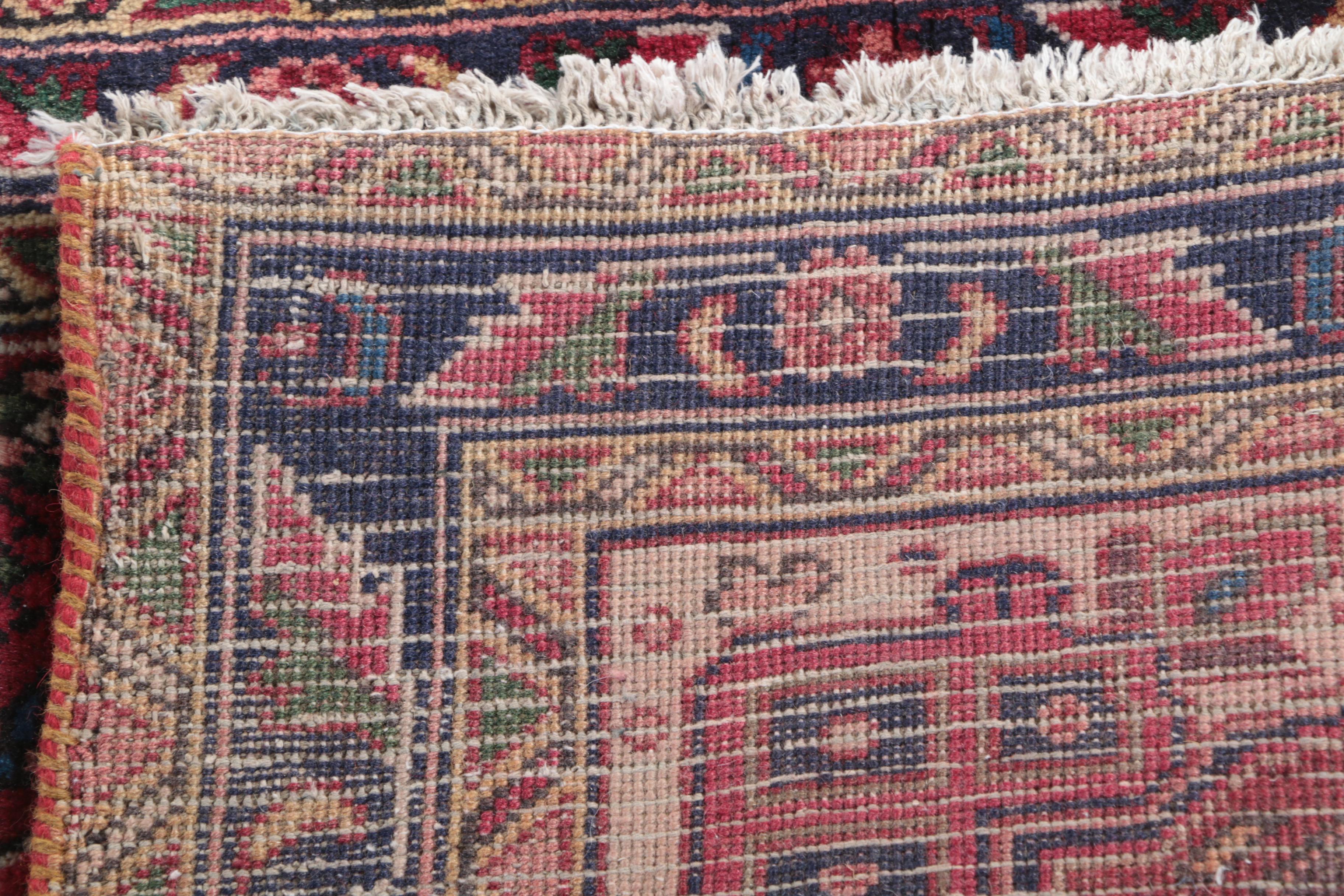 Vintage Hand-Knotted Persian Karaja Wool Area Rug